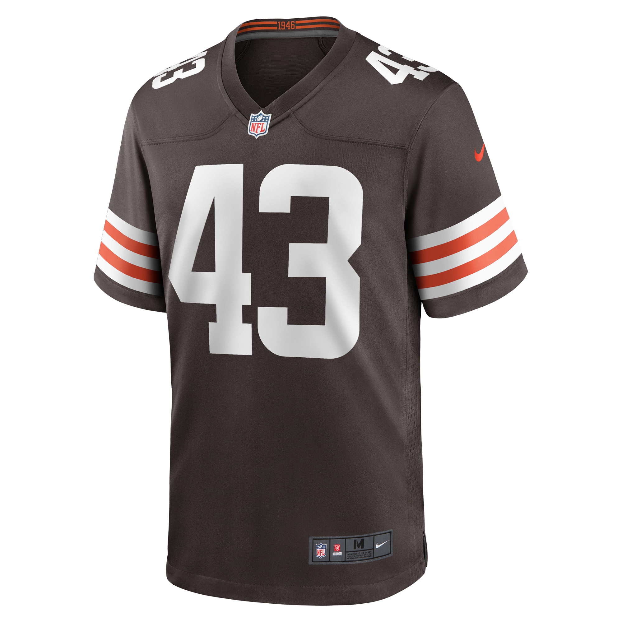 Alternative view of Men's Cleveland Browns Mohamoud Diabate Brown Team Game Jersey JS4213 nicesnker