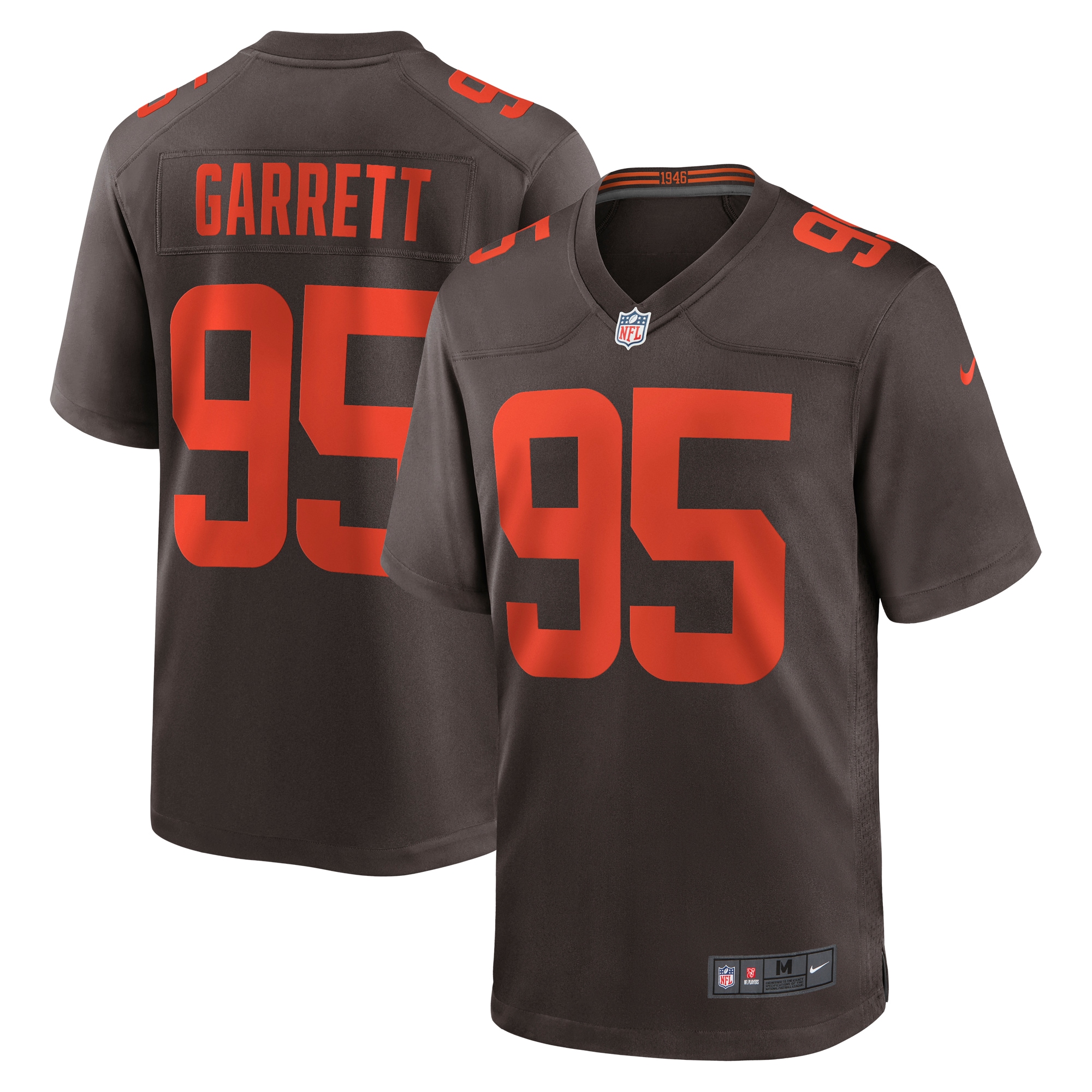Men's Cleveland Browns Myles Garrett Brown Alternate Game Jersey JS4301 nicesnker
