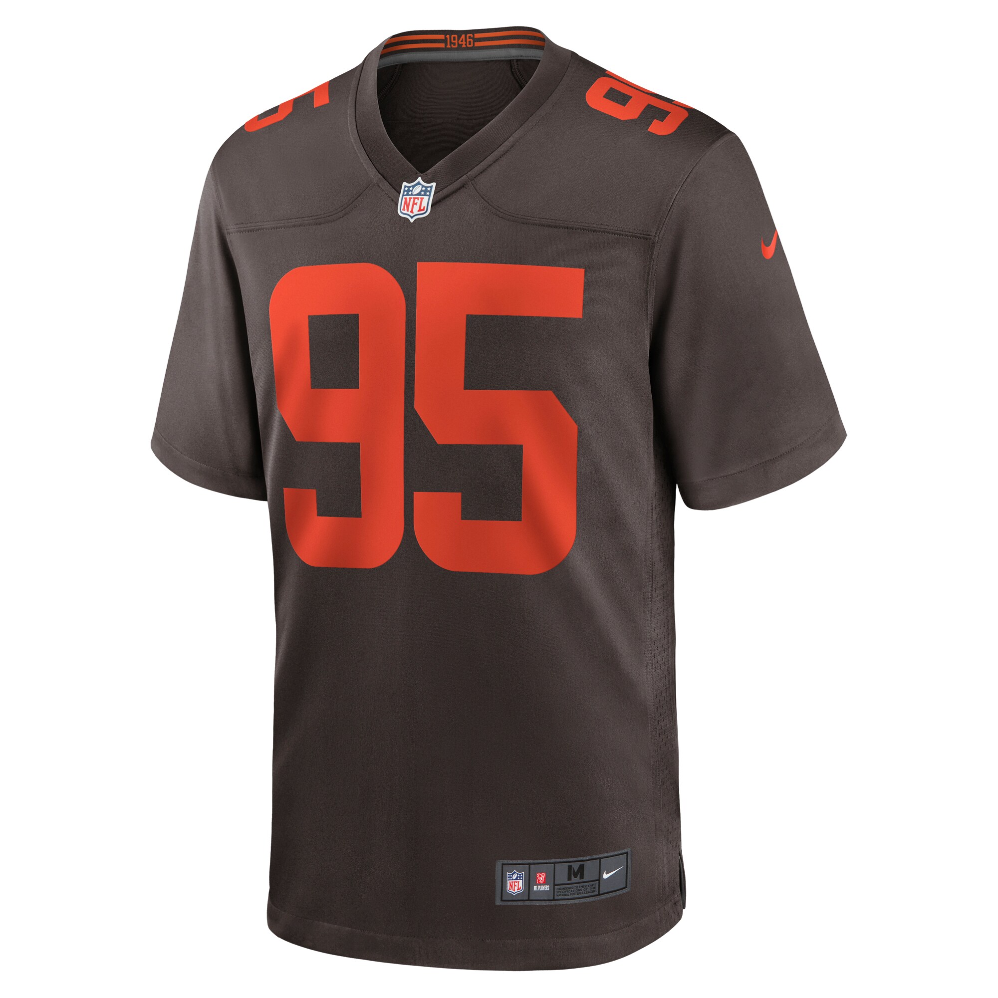 Alternative view of Men's Cleveland Browns Myles Garrett Brown Alternate Game Jersey JS4301 nicesnker