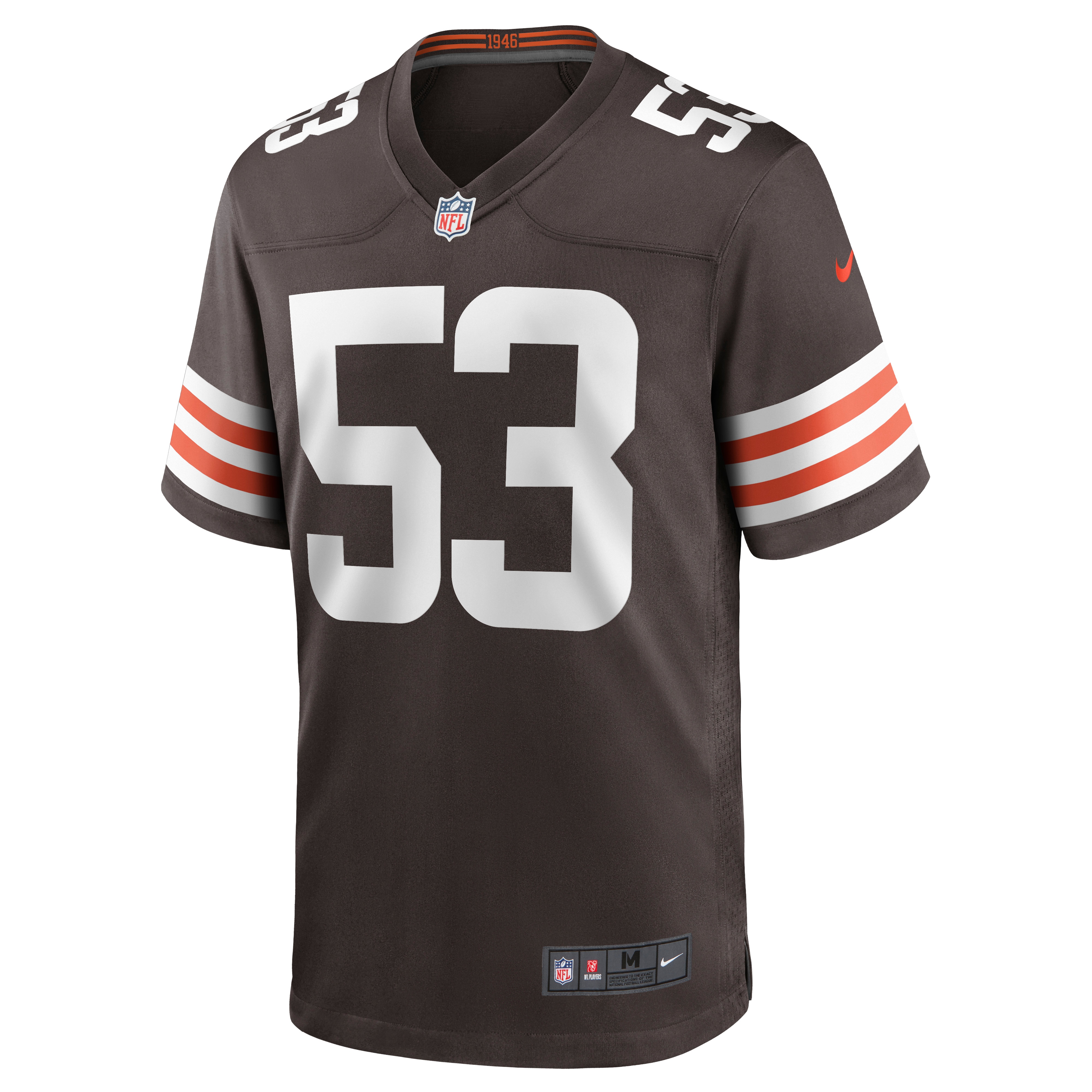 Alternative view of Men's Cleveland Browns Nick Harris Brown Game Jersey JS5422 nicesnker