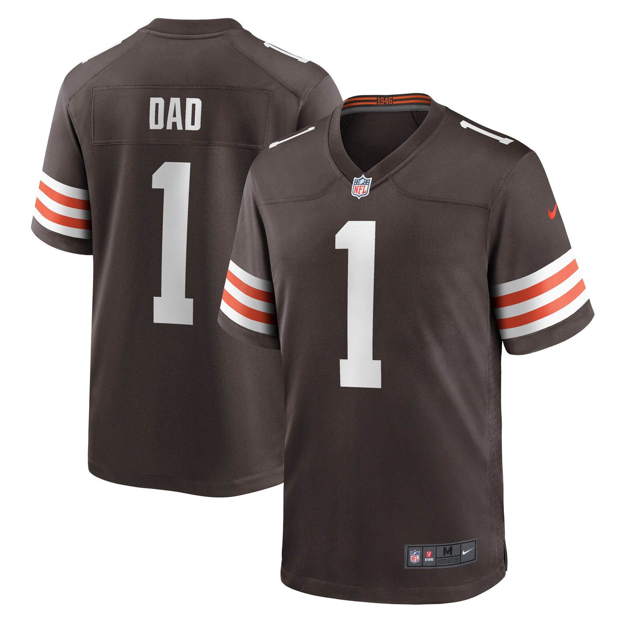 Men's Cleveland Browns Number 1 Dad Brown Game Jersey JS9668 nicesnker