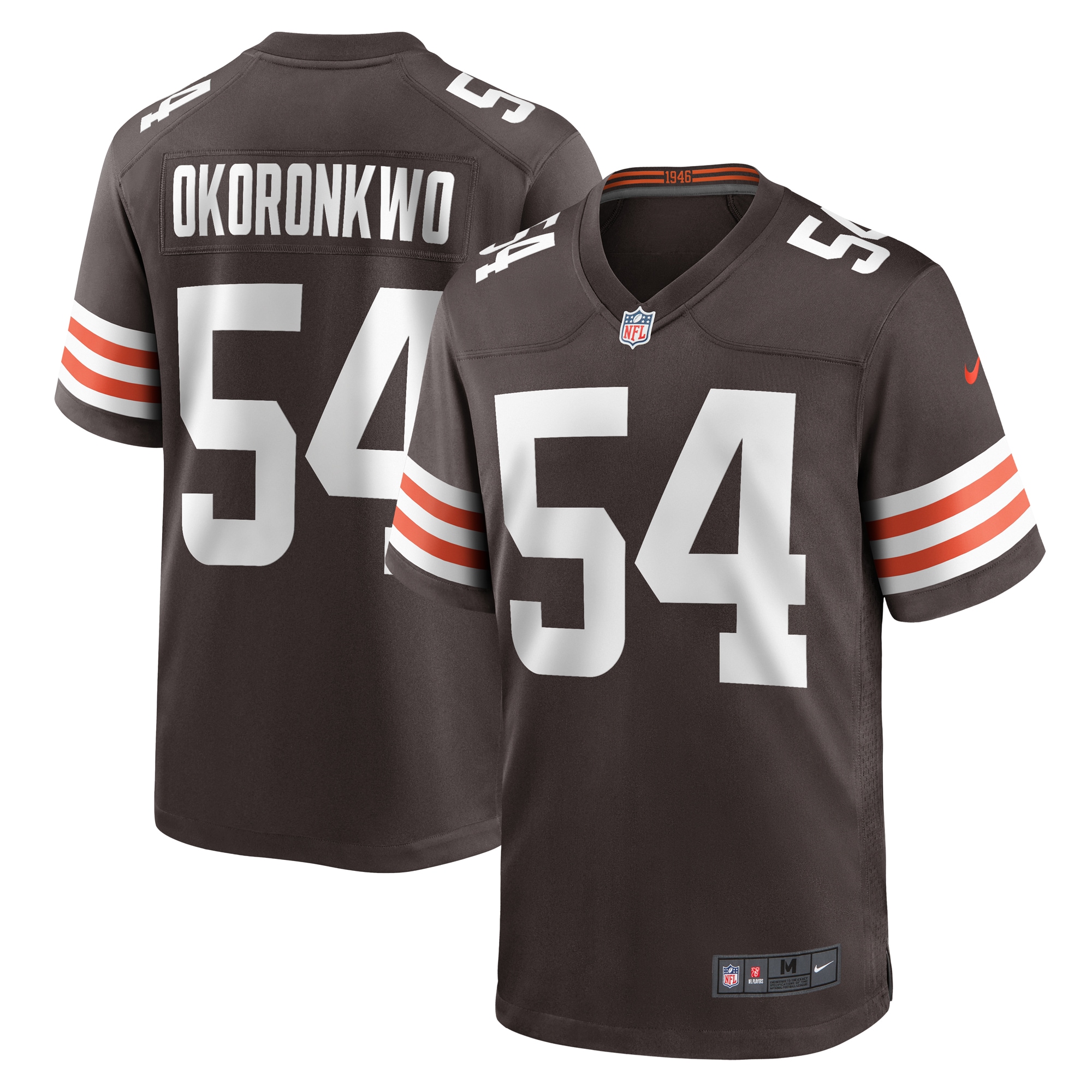 Men's Cleveland Browns Ogbonnia Okoronkwo Brown Game Player Jersey JS6667 nicesnker