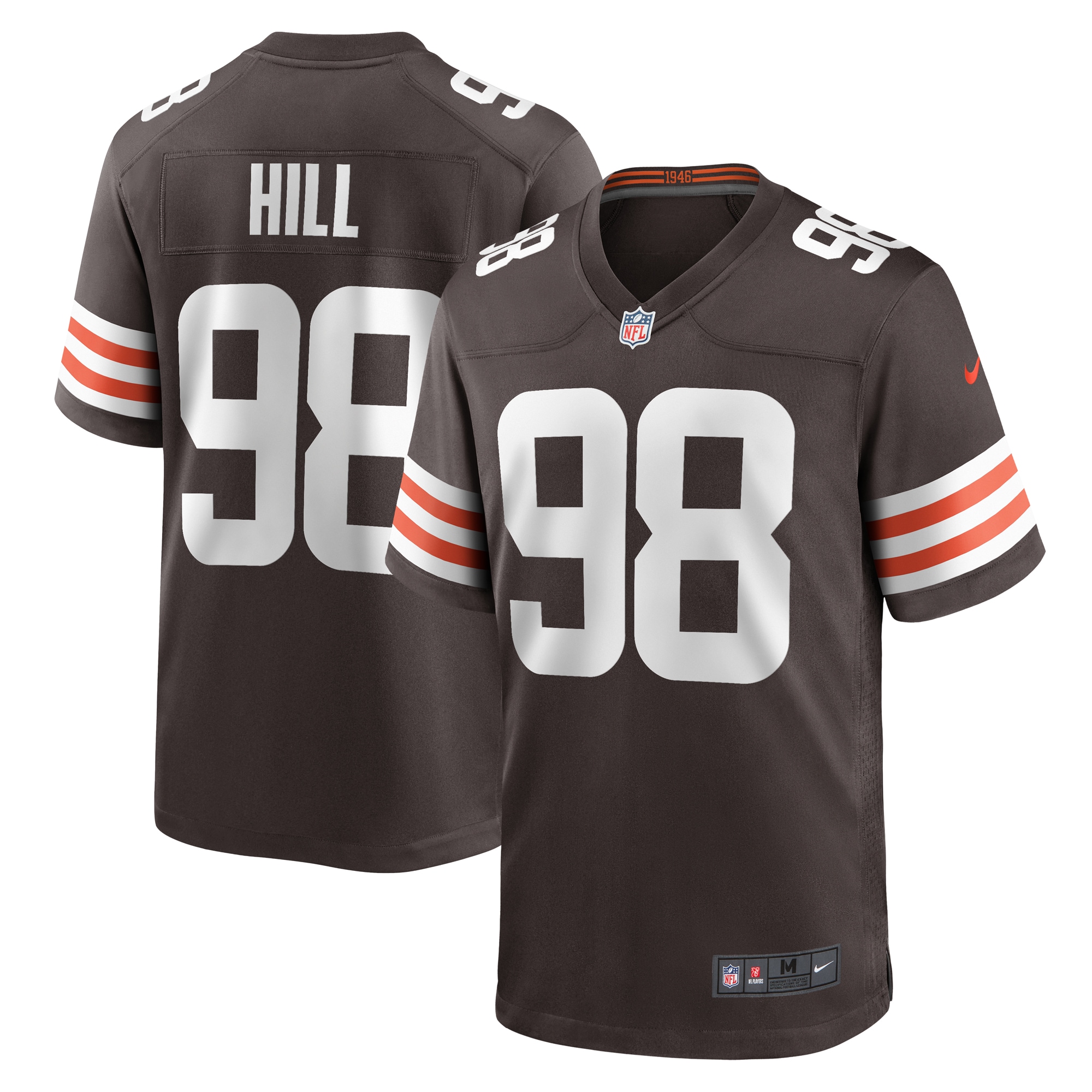 Men's Cleveland Browns Trysten Hill Brown Game Jersey JS9761 nicesnker