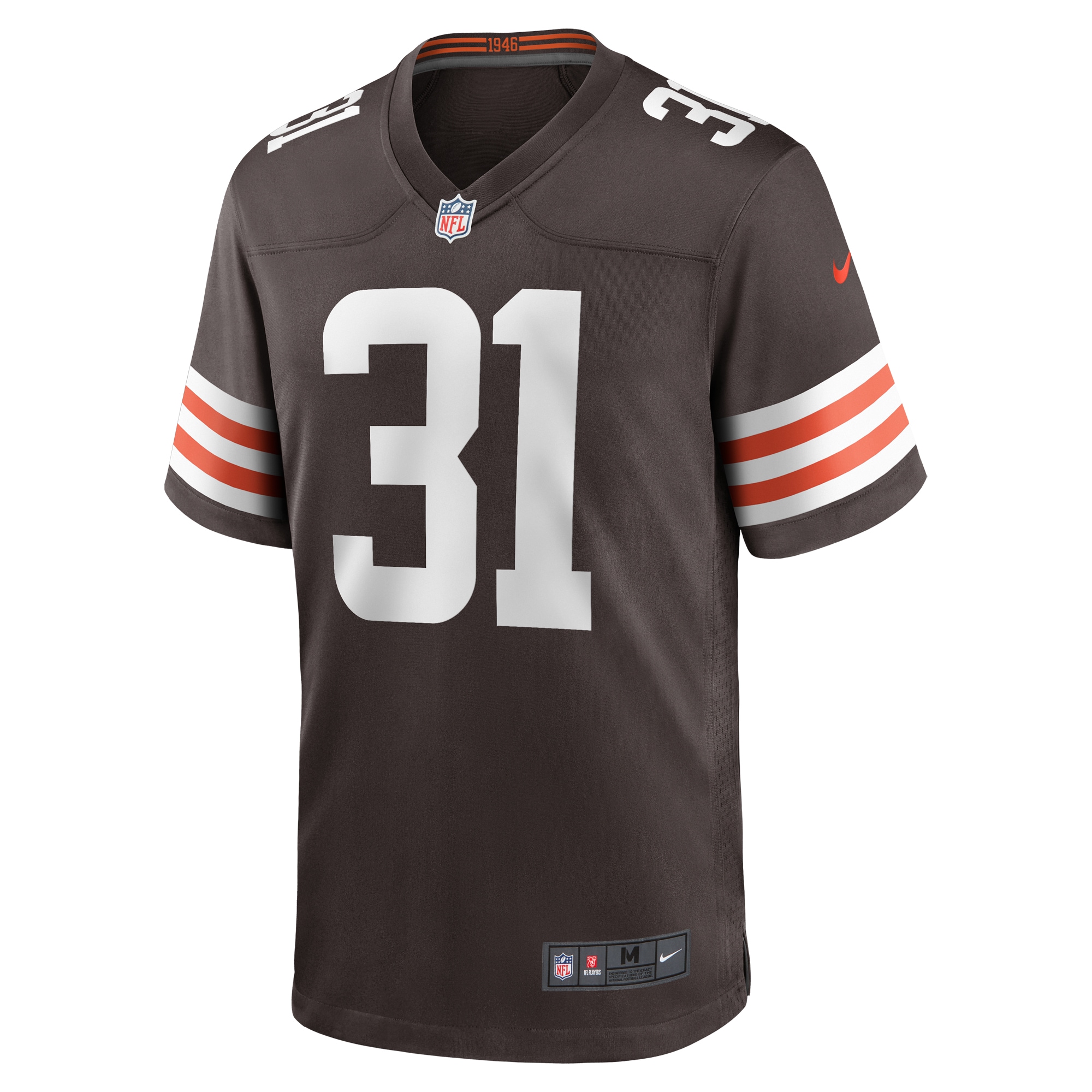Alternative view of Men's Cleveland Browns Vincent Gray Brown Team Game Jersey JS7070 nicesnker