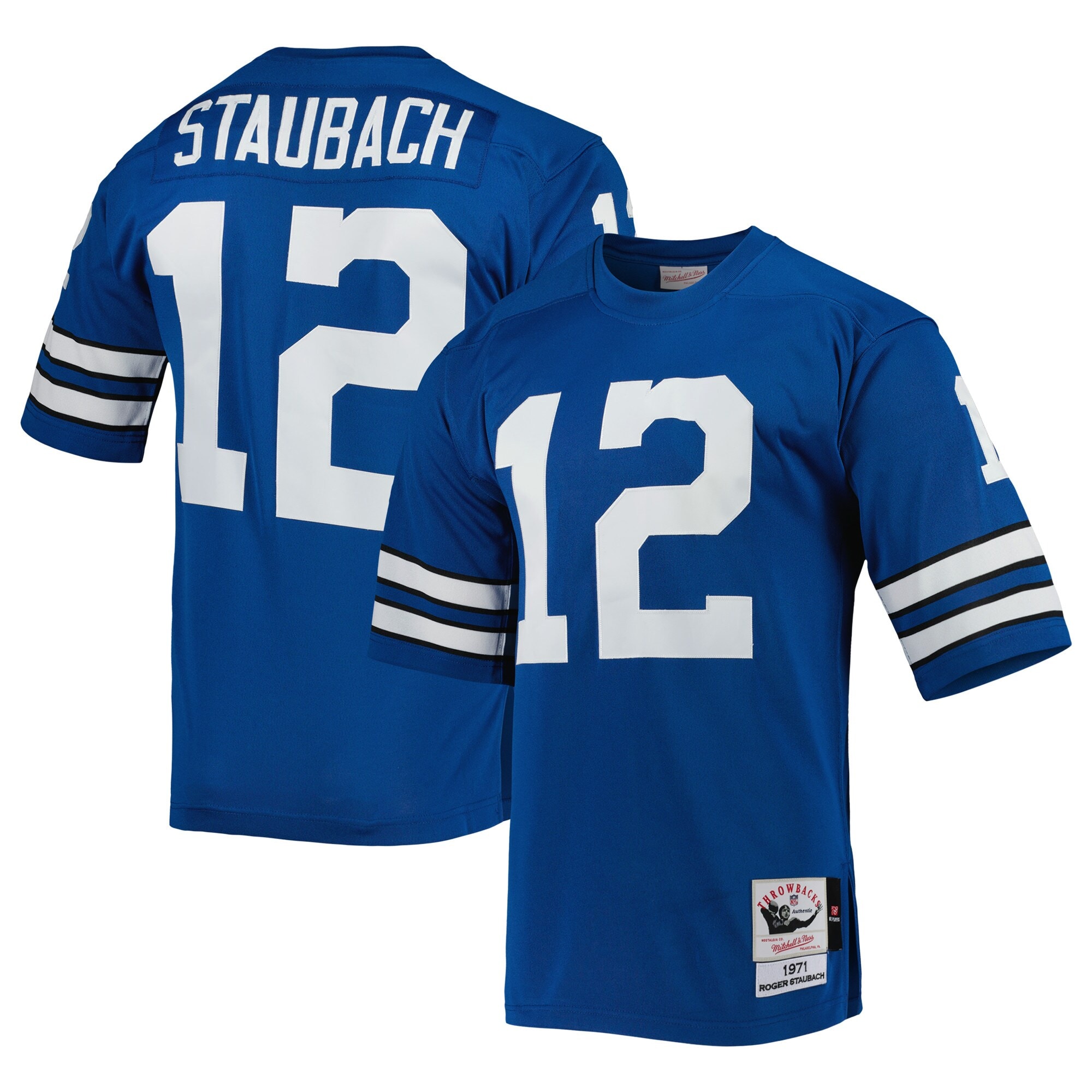 Men's Dallas Cowboys 1971 Roger Staubach Mitchell & Ness Royal Throwback Retired Player Jersey JS8337 nicesnker