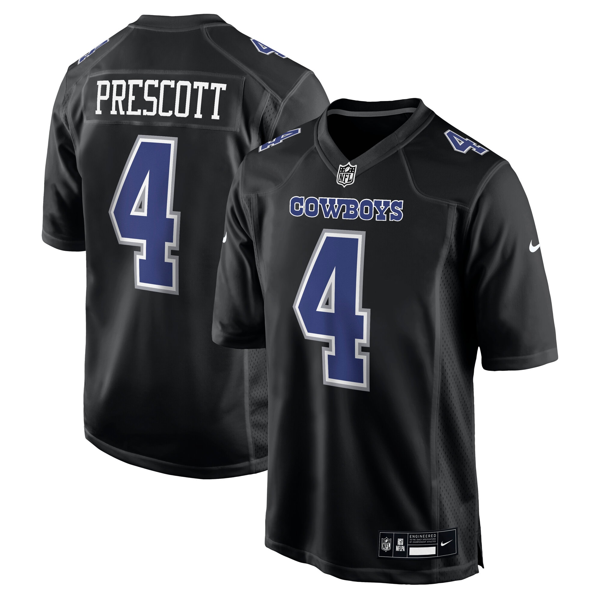 Men's Dallas Cowboys Dak Prescott Carbon Black Fashion Game Jersey JS5189 nicesnker
