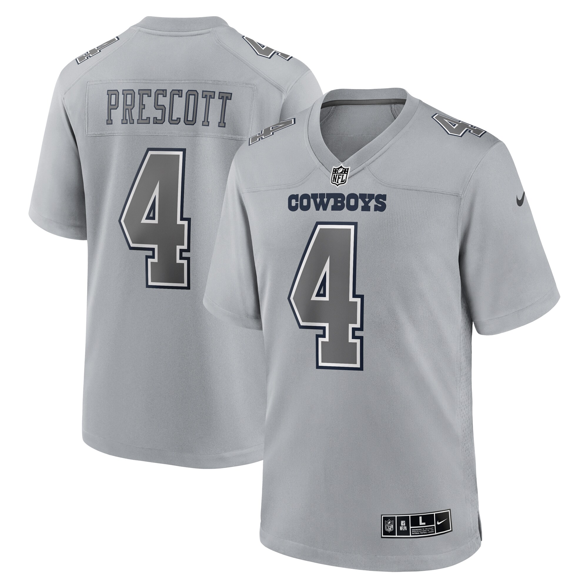 Men's Dallas Cowboys Dak Prescott Gray Atmosphere Fashion Game Jersey JS4831 nicesnker