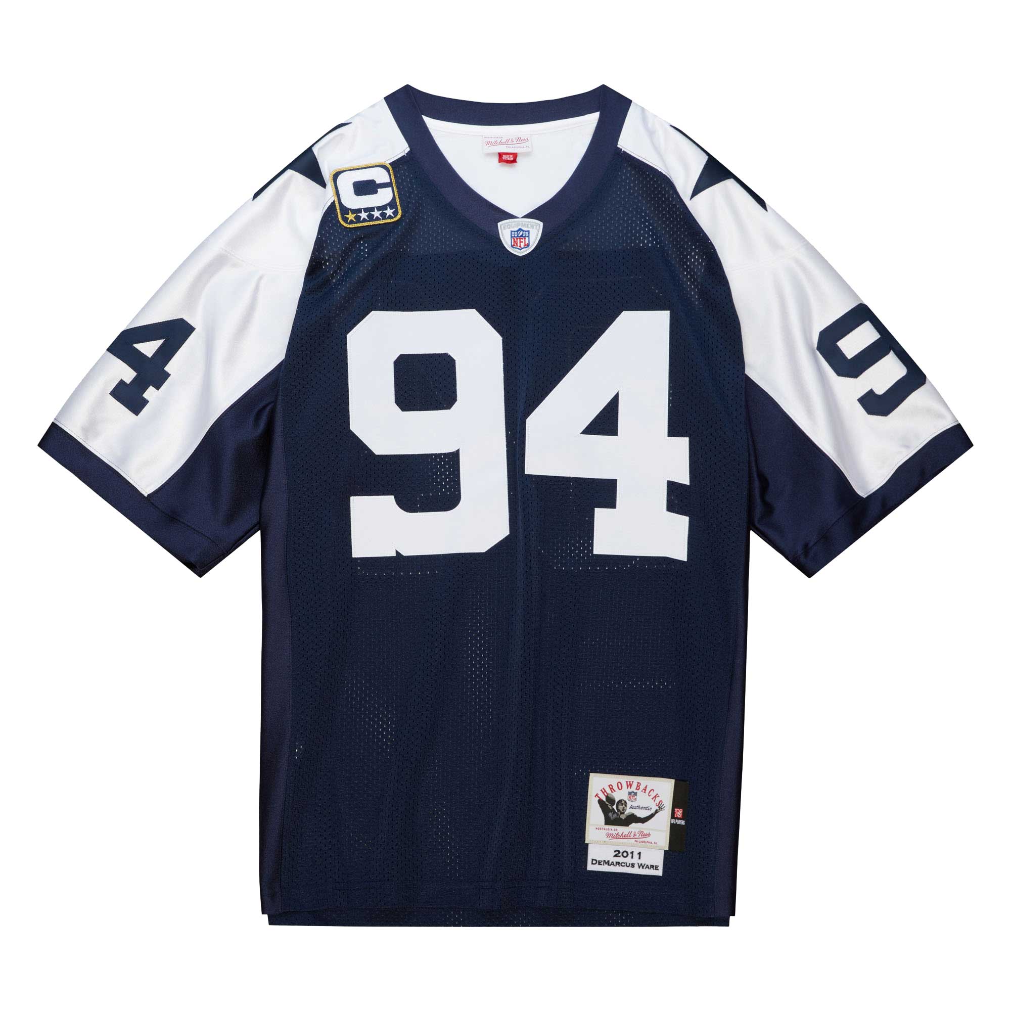 Alternative view of Men's Dallas Cowboys DeMarcus Ware Mitchell & Ness Navy 2011 Throwback Retired Player Jersey JS1515 nicesnker