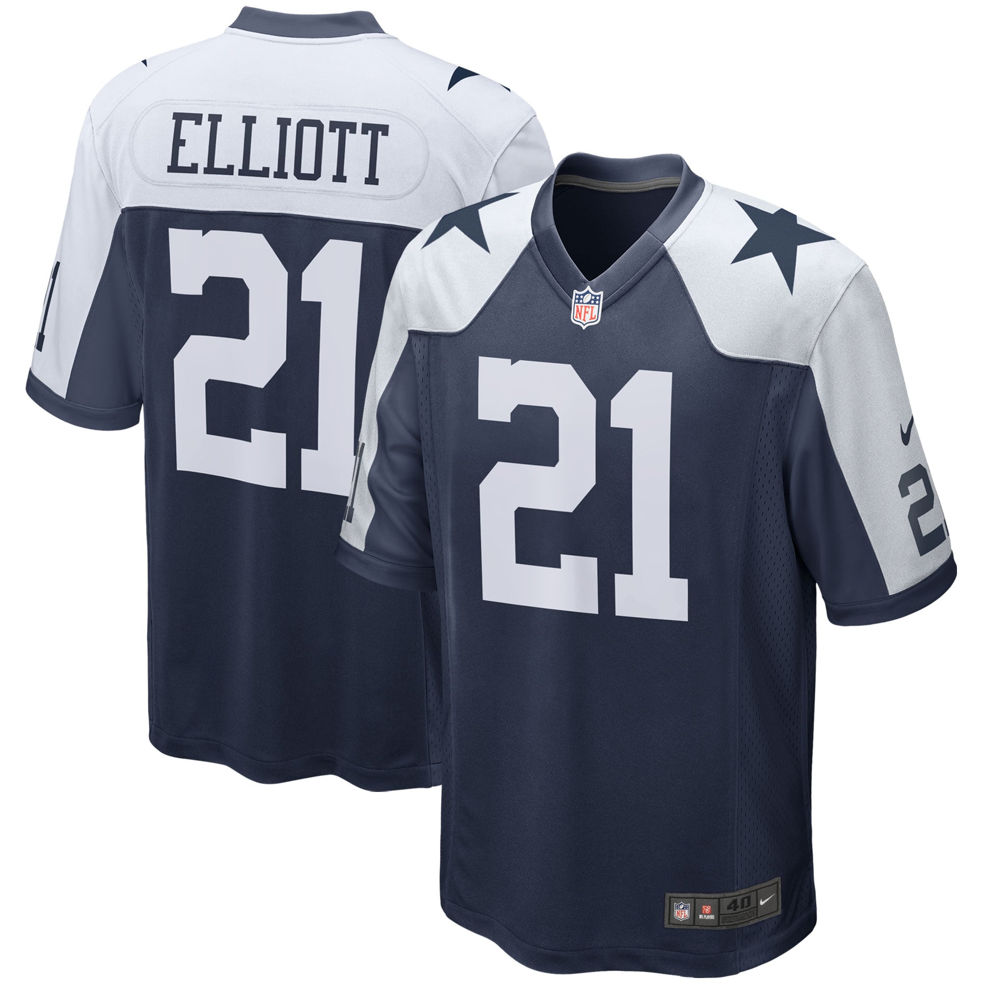 Men's Dallas Cowboys Ezekiel Elliott Navy Alternate Game Team Jersey JS1529 nicesnker