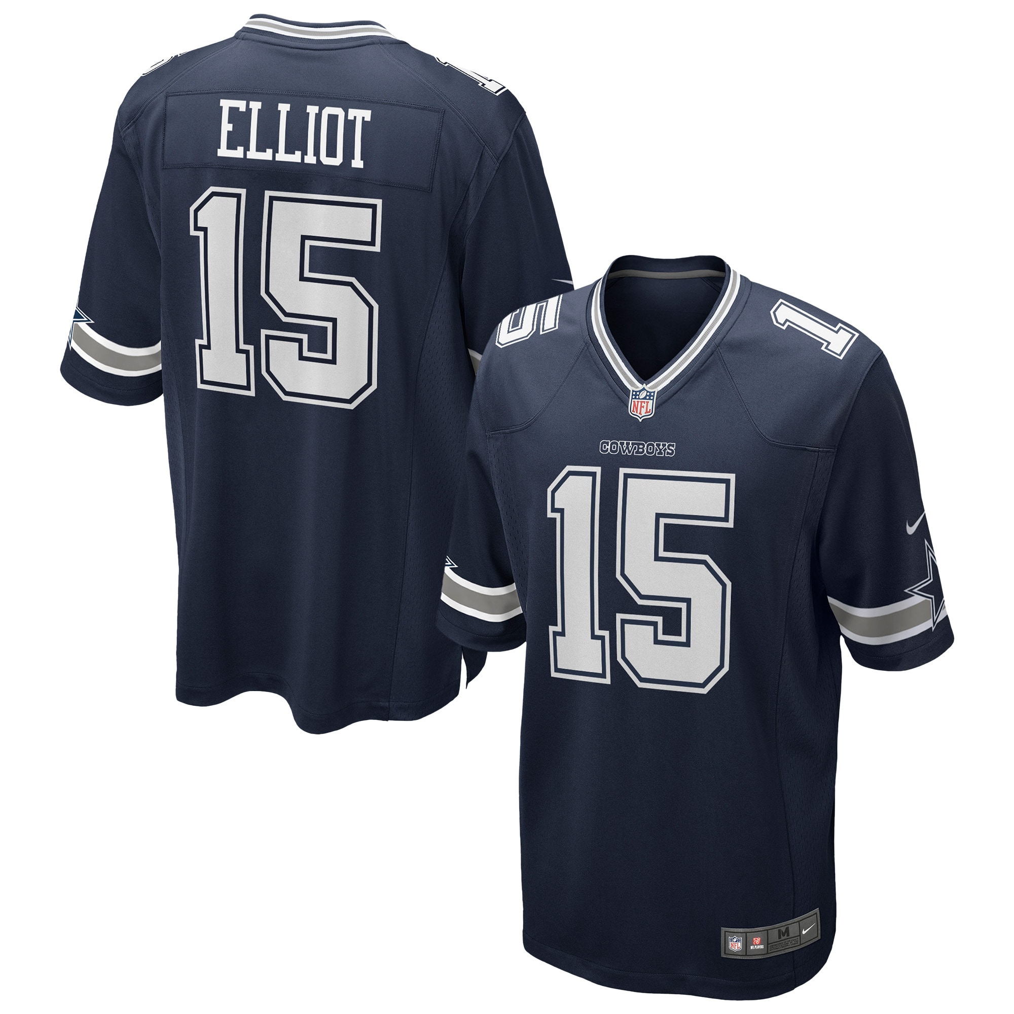 Men's Dallas Cowboys Ezekiel Elliott Navy Team Game Jersey JS2849 nicesnker
