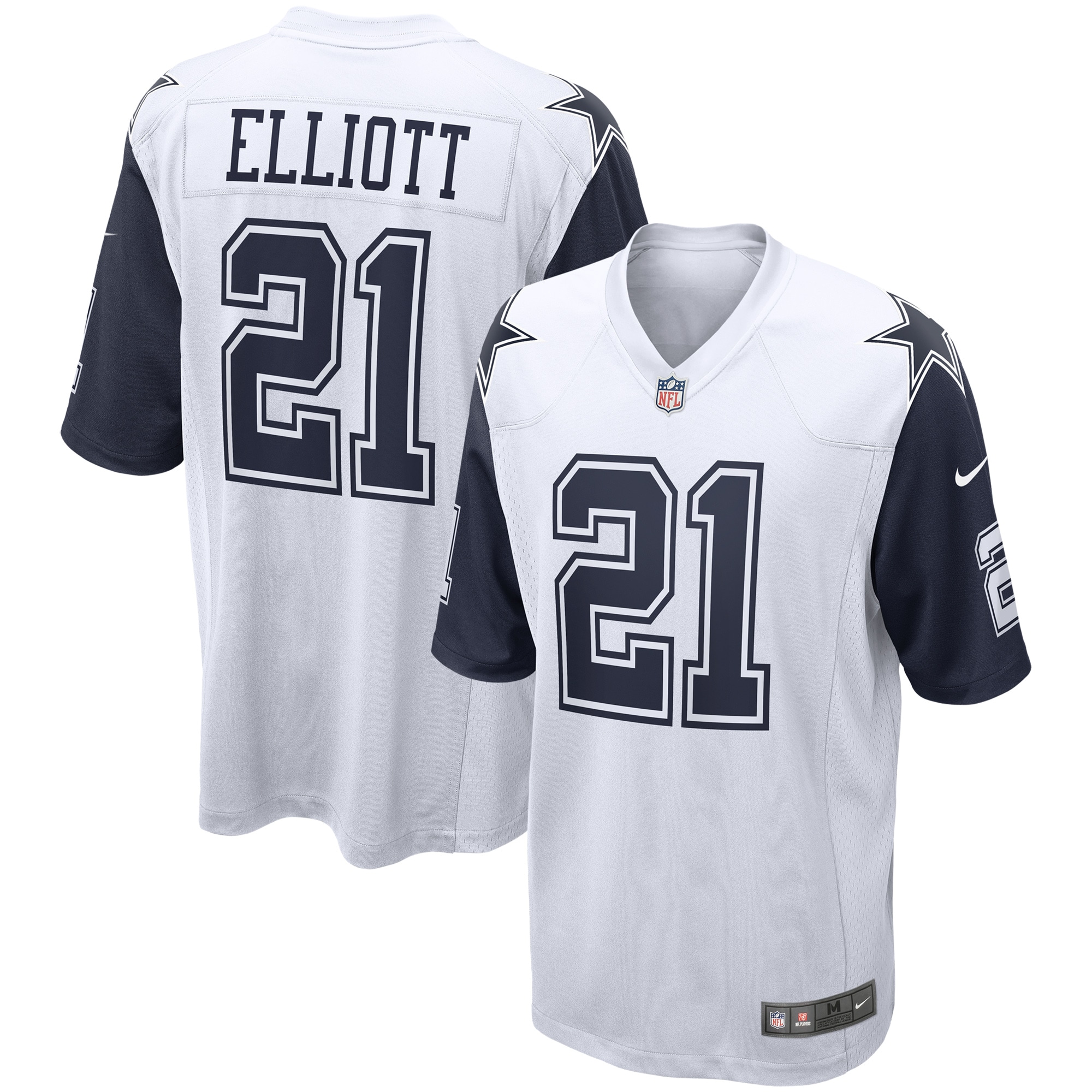 Men's Dallas Cowboys Ezekiel Elliott White Alternate Game Jersey JS6622 nicesnker