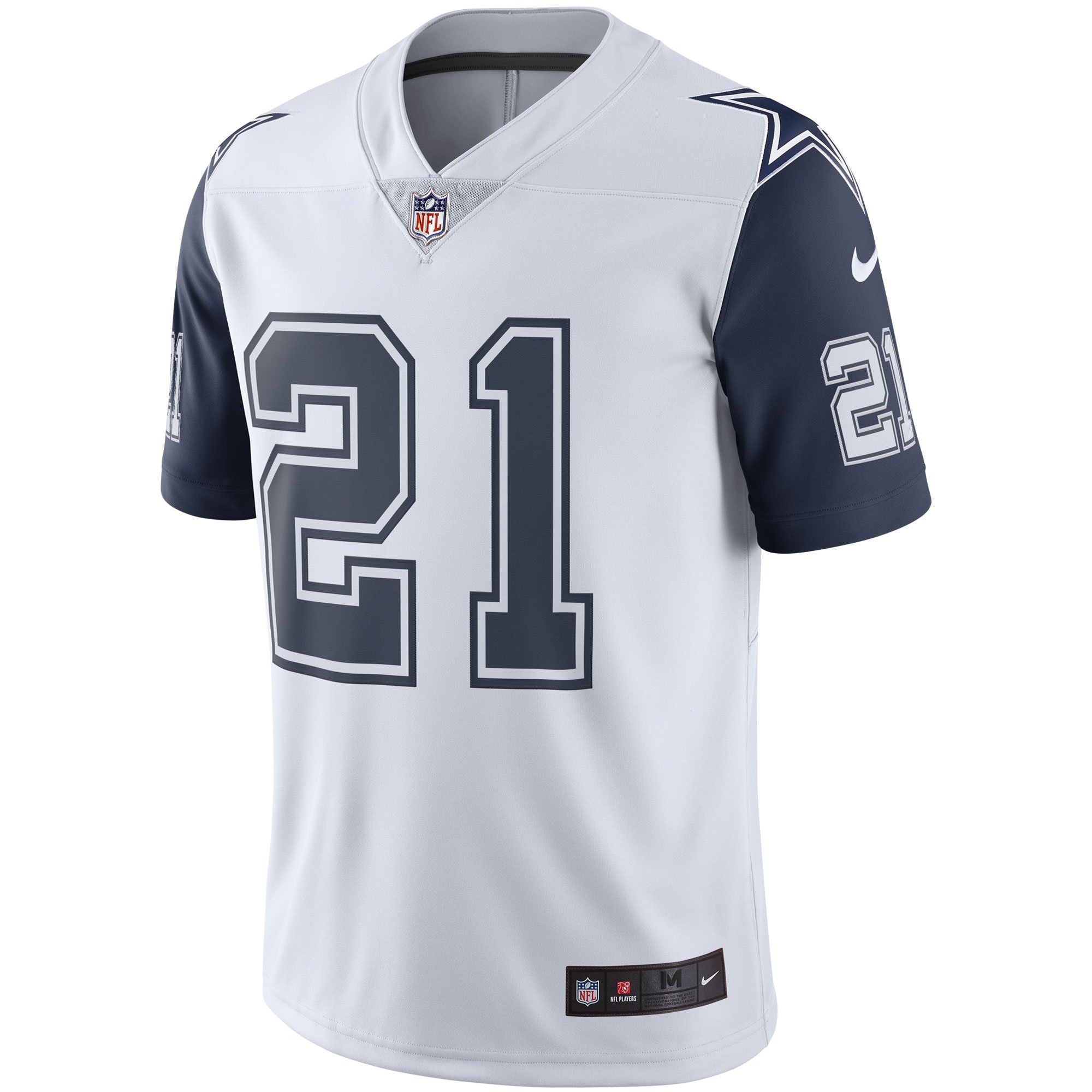 Alternative view of Men's Dallas Cowboys Ezekiel Elliott White Color Rush Vapor Limited Jersey JS8405 nicesnker