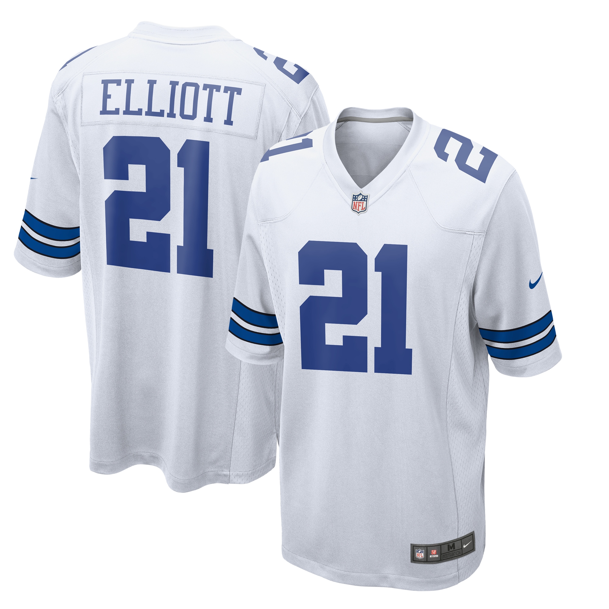Men's Dallas Cowboys Ezekiel Elliott White Team Game Jersey JS7046 nicesnker