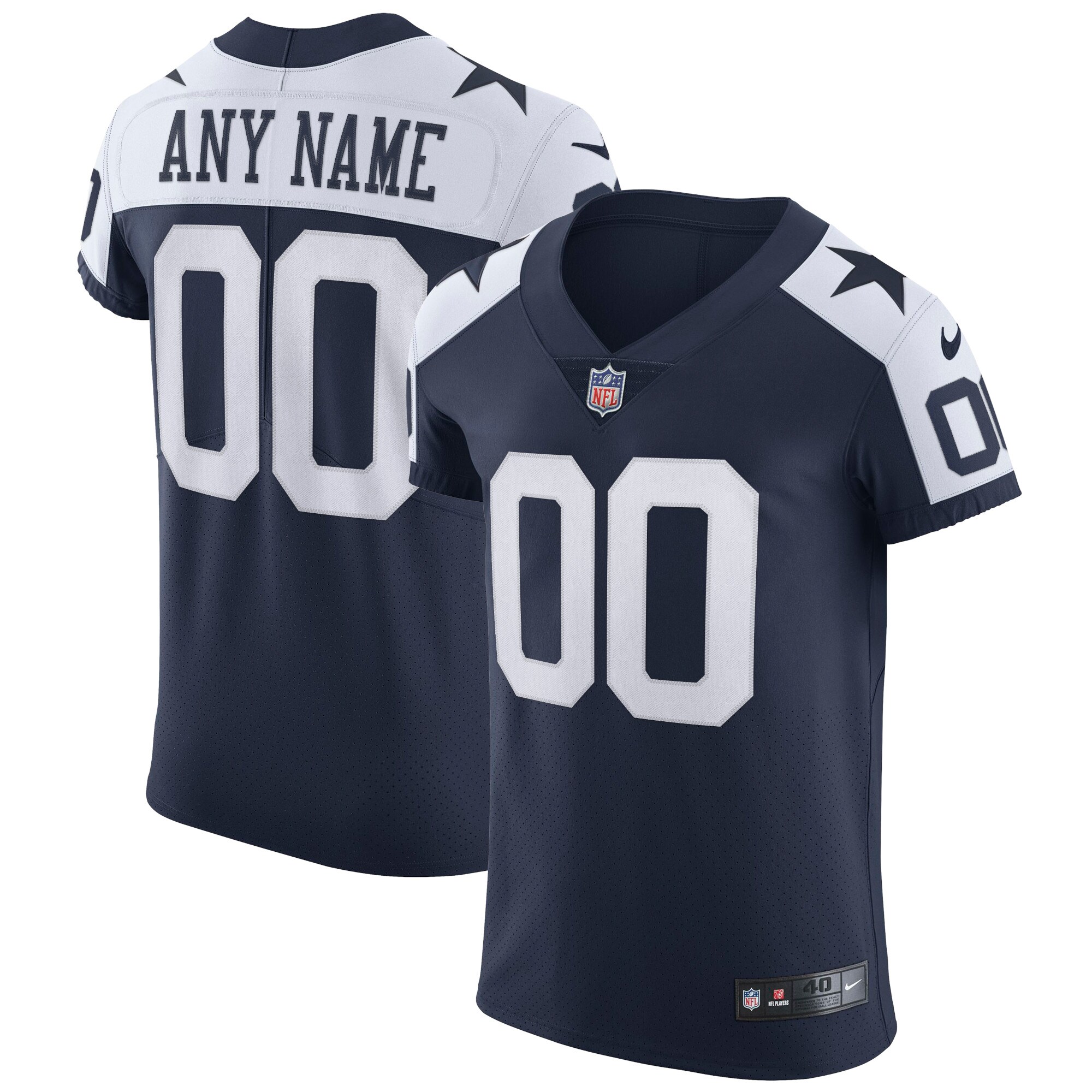 Men's Dallas Cowboys Navy Alternate Vapor Elite Custom Jersey JS8006 nicesnker