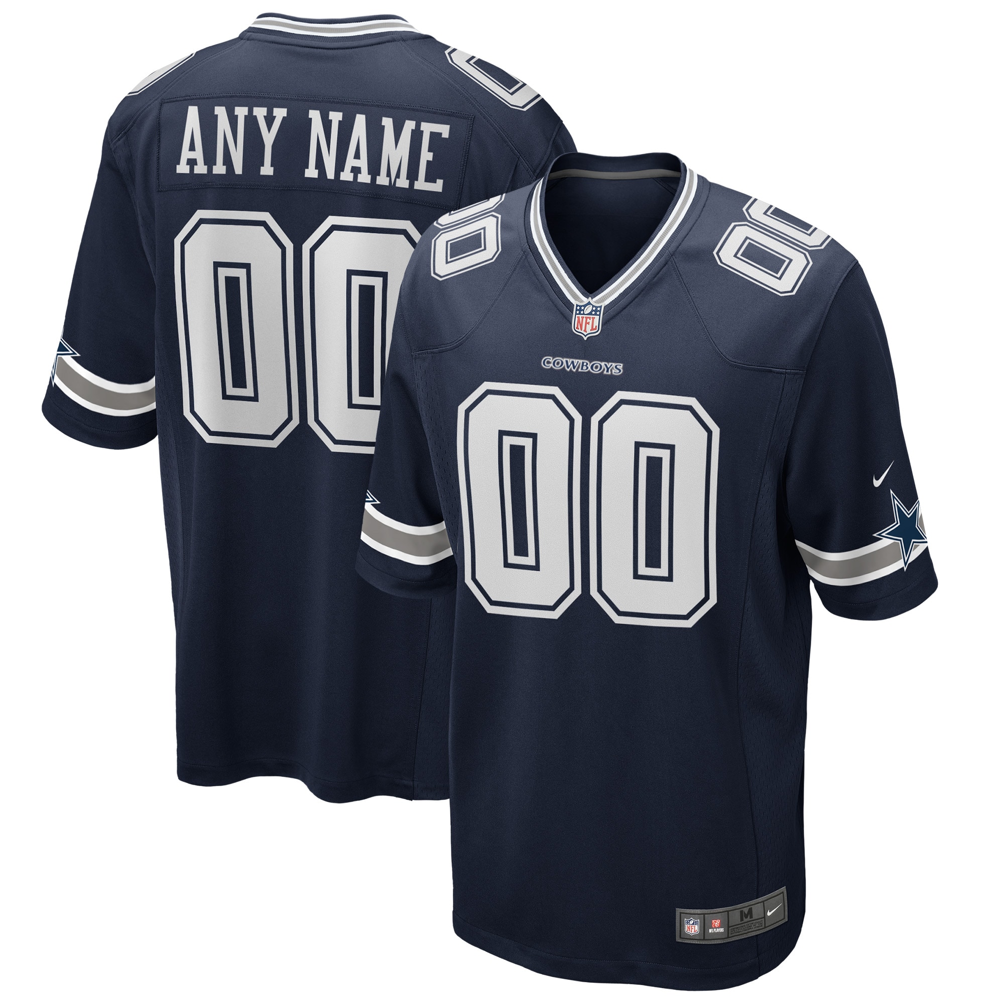 Men's Dallas Cowboys Navy Custom Game Jersey JS7680 nicesnker