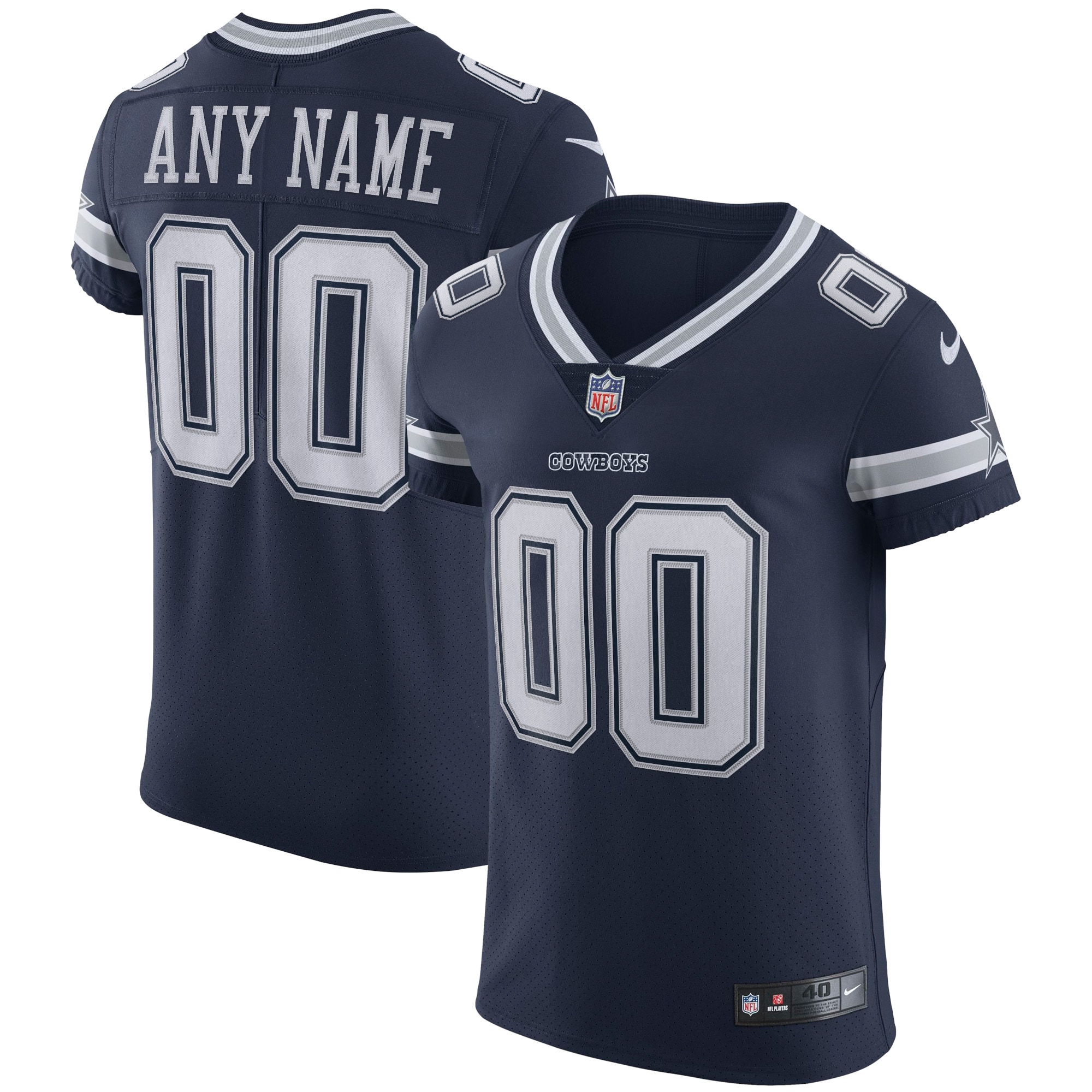 Men's Dallas Cowboys Navy Vapor Elite Custom Jersey JS1891 nicesnker