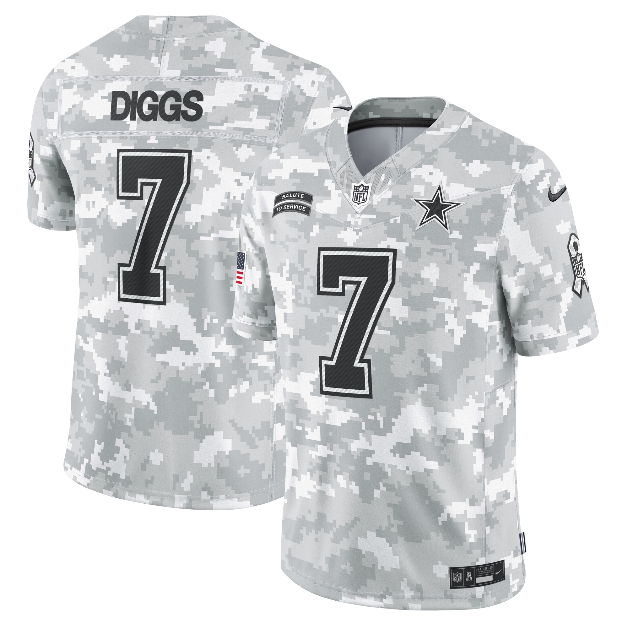 Men's Dallas Cowboys Trevon Diggs Arctic Camo 2024 Salute to Service Limited Jersey JS3366 nicesnker