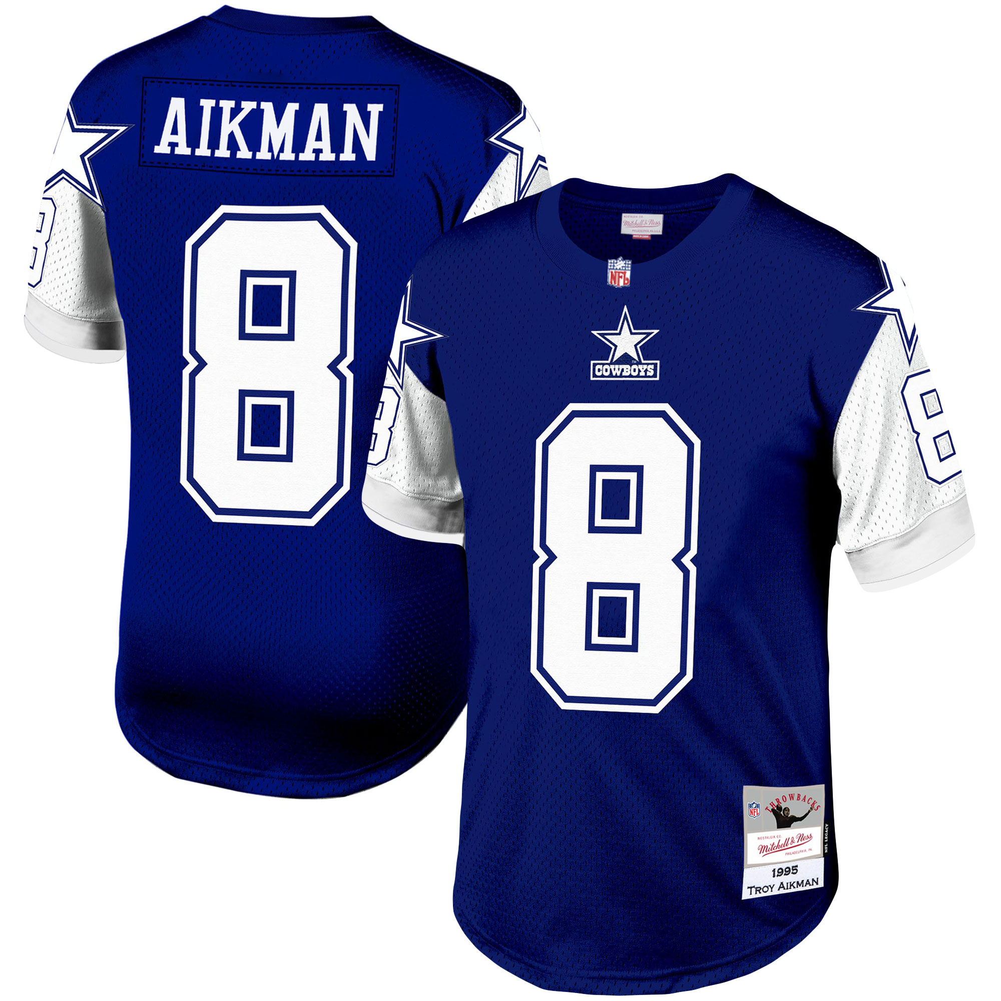Men's Dallas Cowboys Troy Aikman Mitchell & Ness Navy Legacy Jersey JS3278 nicesnker