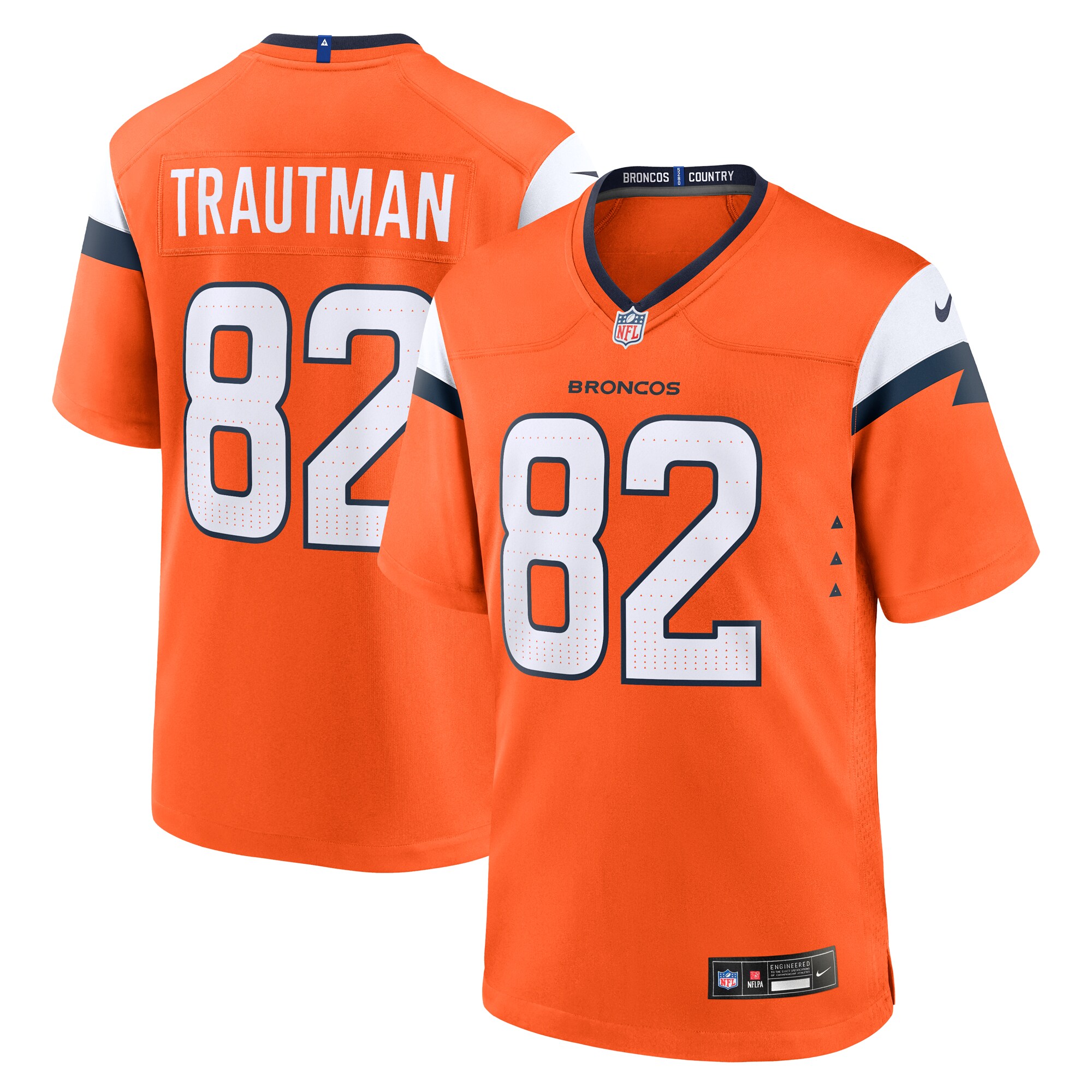 Men's Denver Broncos Adam Trautman Orange Team Game Jersey JS3644 nicesnker