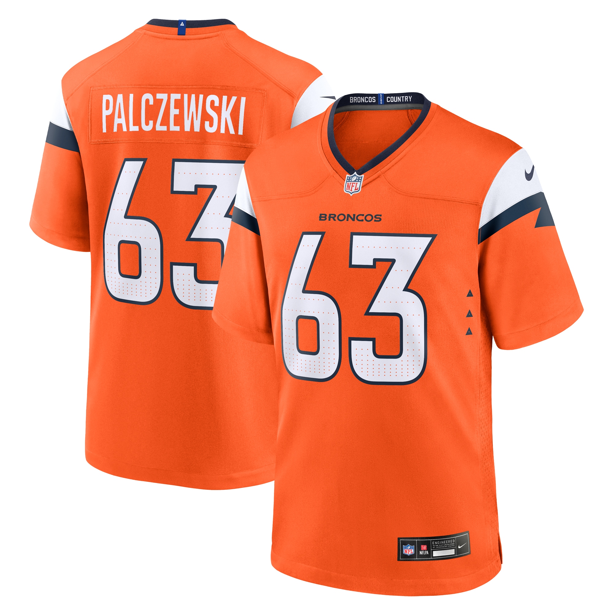 Men's Denver Broncos Alex Palczewski Orange Team Game Jersey JS9069 nicesnker