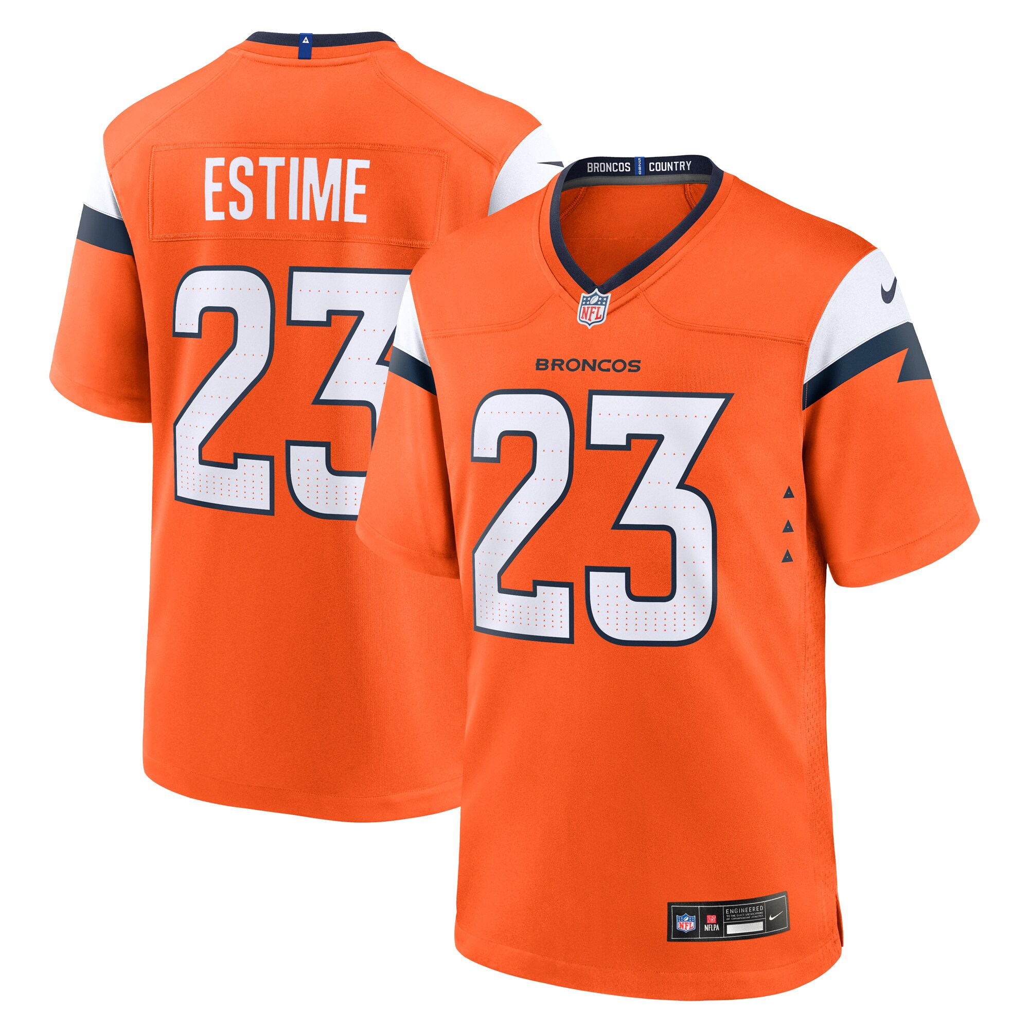 Men's Denver Broncos Audric Estime Orange Team Game Jersey JS9810 nicesnker