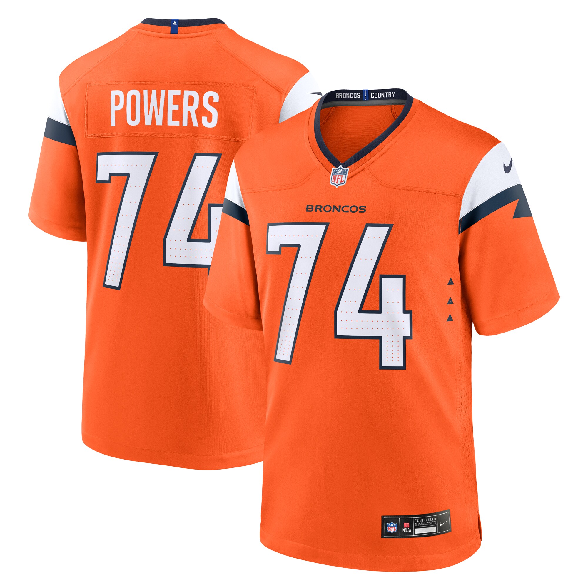 Men's Denver Broncos Ben Powers Orange Team Game Jersey JS6220 nicesnker