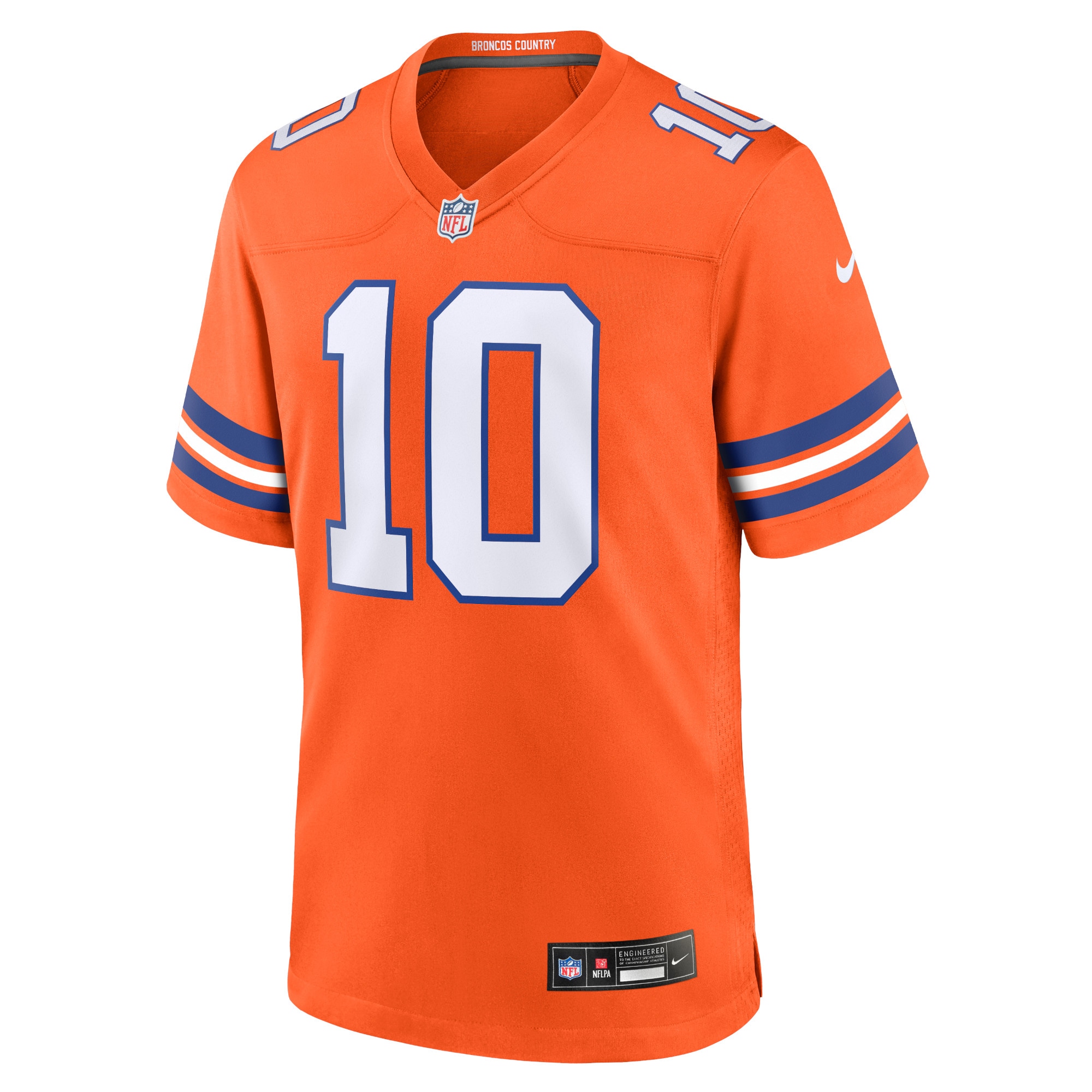 Alternative view of Men's Denver Broncos Bo Nix Orange Mile High Collection 1977 Throwback Player Game Jersey JS2203 nicesnker
