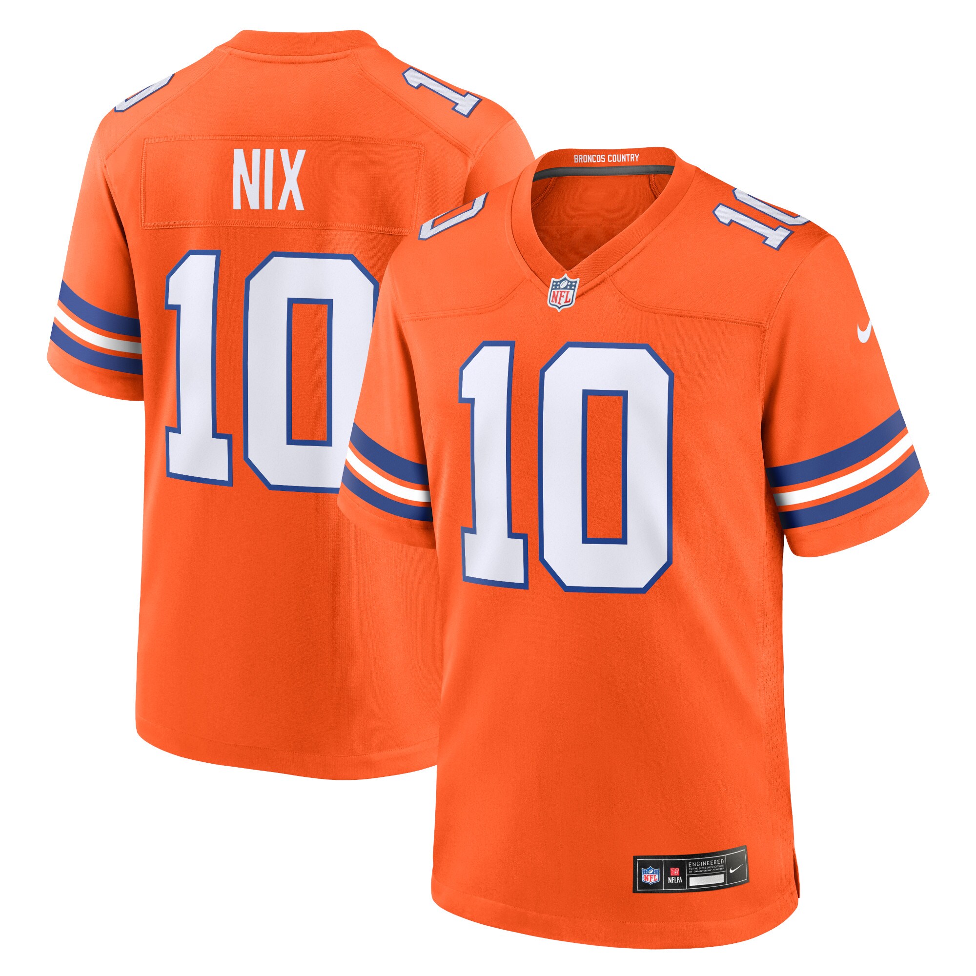 Men's Denver Broncos Bo Nix Orange Mile High Collection 1977 Throwback Player Game Jersey JS2203 nicesnker