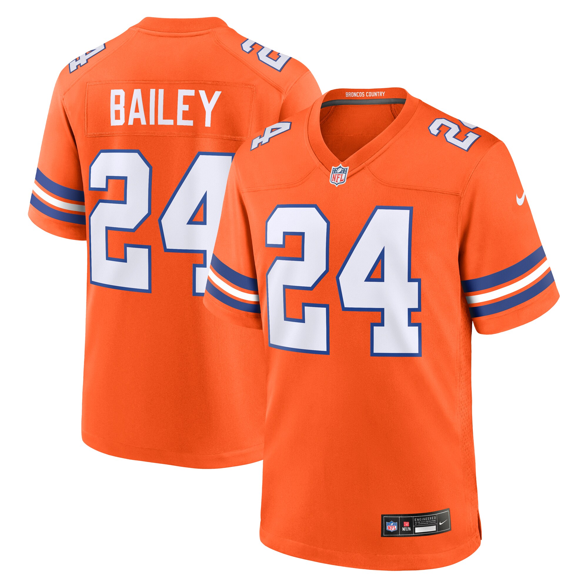 Men's Denver Broncos Champ Bailey Orange Mile High Collection 1977 Throwback Retired Player Game Jersey JS6128 nicesnker