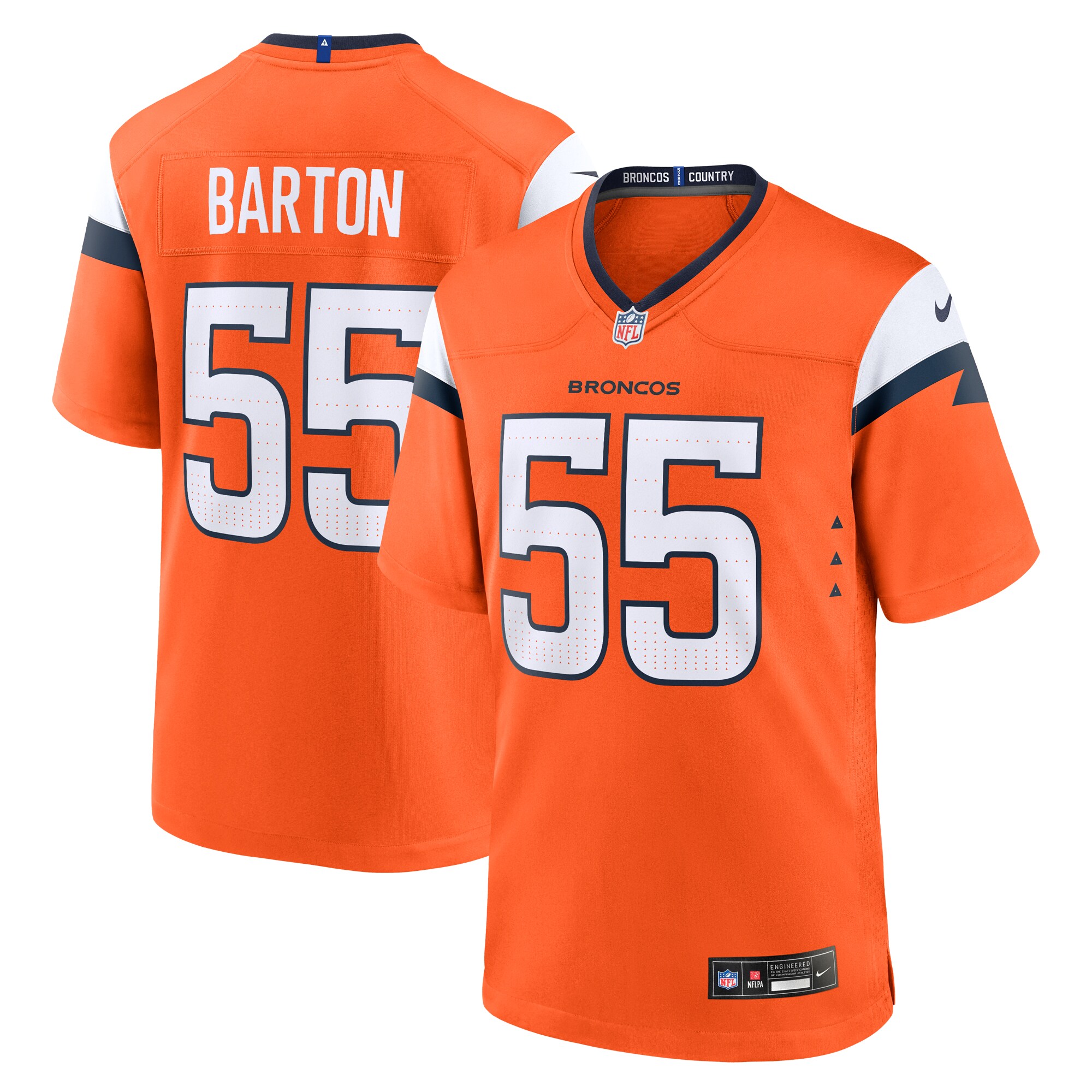 Men's Denver Broncos Cody Barton Orange Game Jersey JS3028 nicesnker