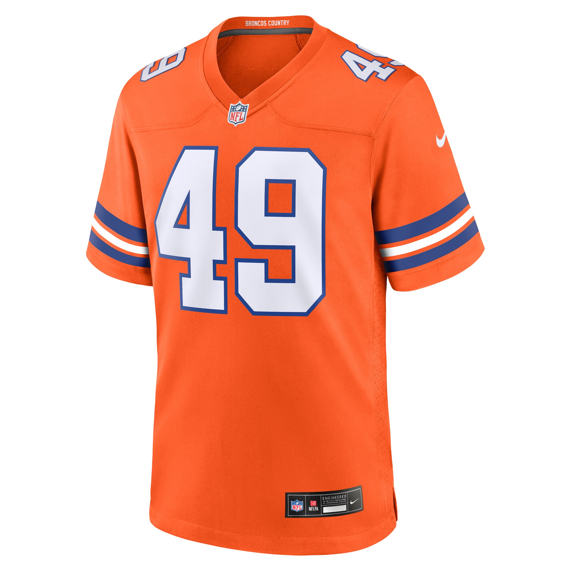 Alternative view of Men's Denver Broncos Dennis Smith Orange Mile High Collection 1977 Throwback Retired Player Game Jersey JS6838 nicesnker