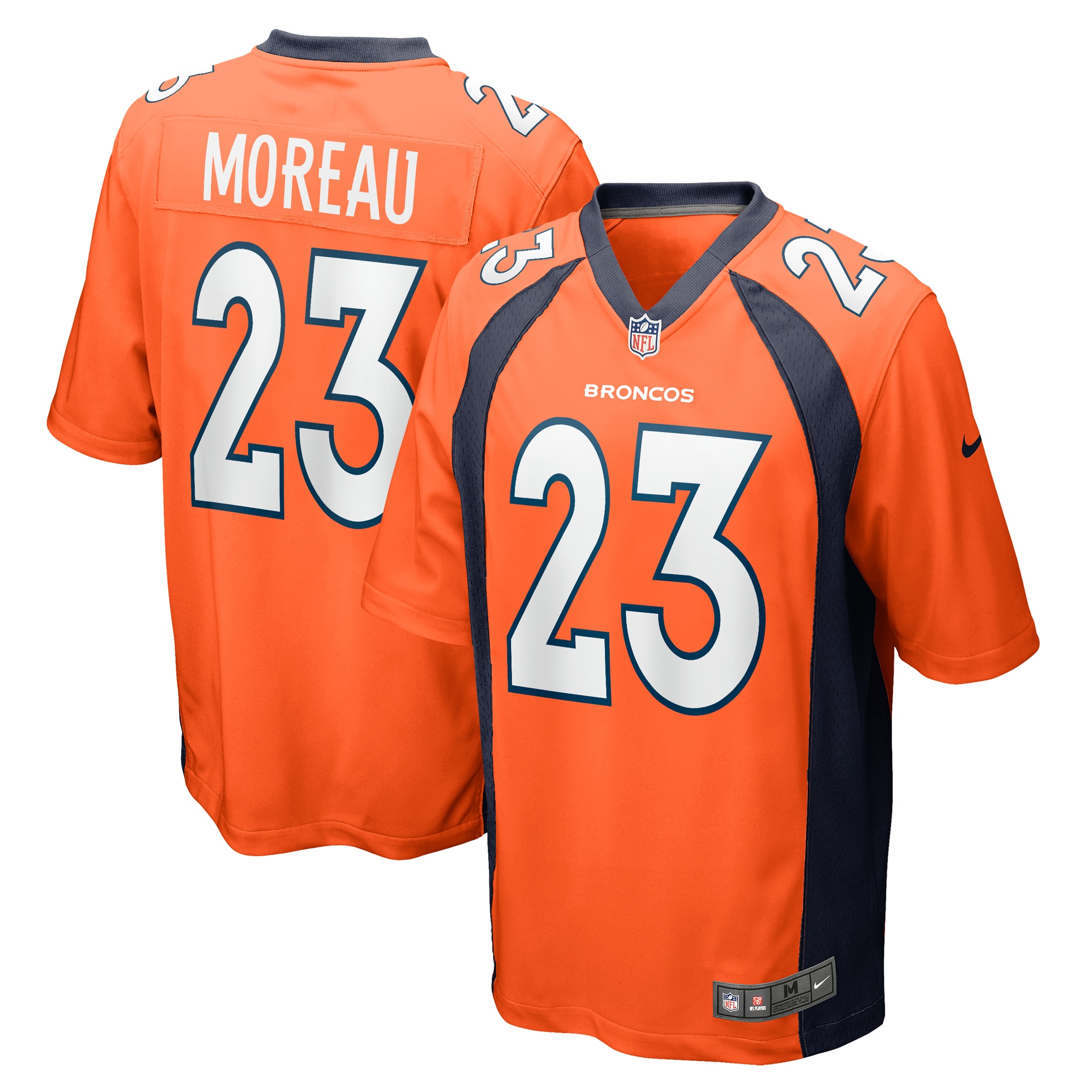 Men's Denver Broncos Fabian Moreau Orange Team Game Jersey JS7052 nicesnker