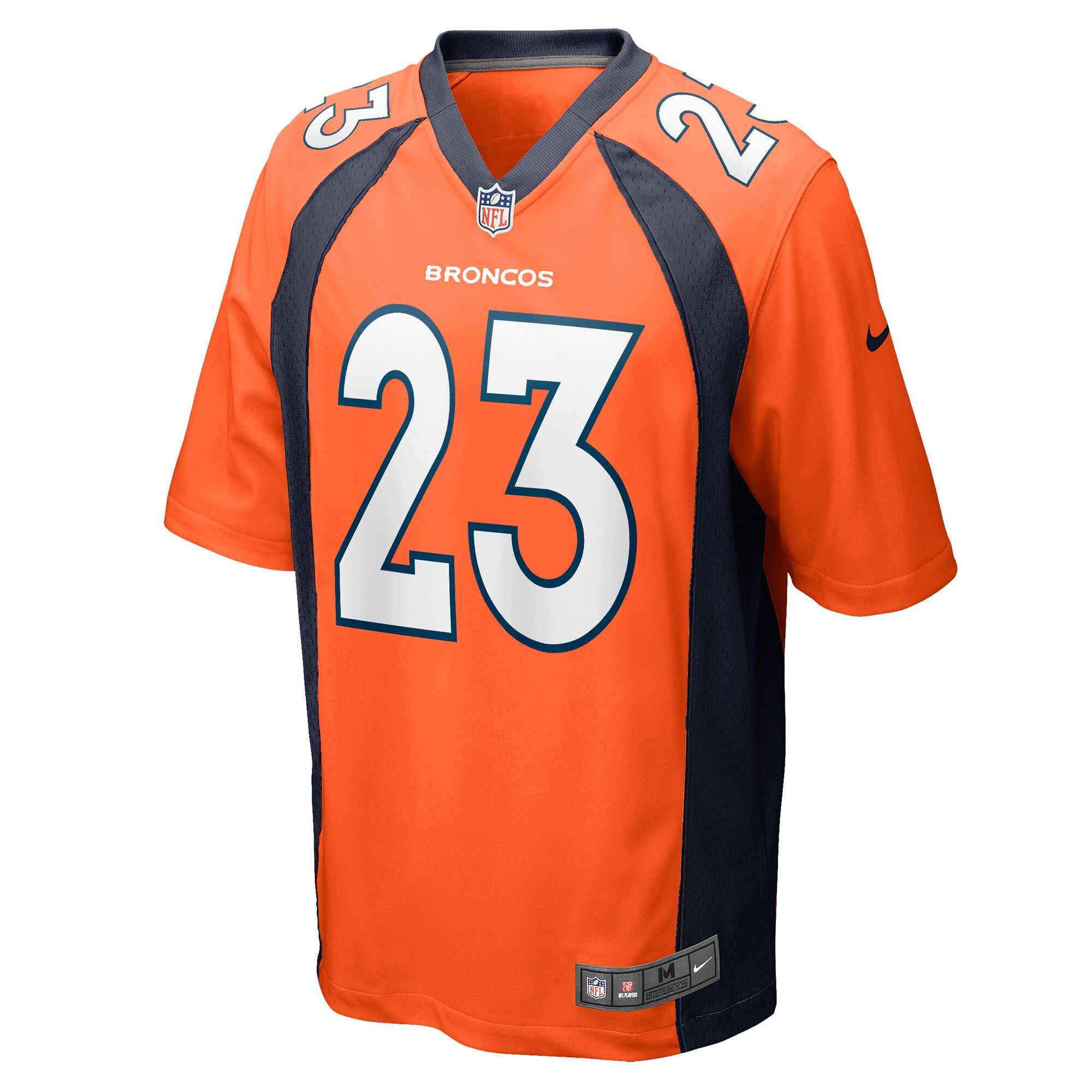 Alternative view of Men's Denver Broncos Fabian Moreau Orange Team Game Jersey JS7052 nicesnker
