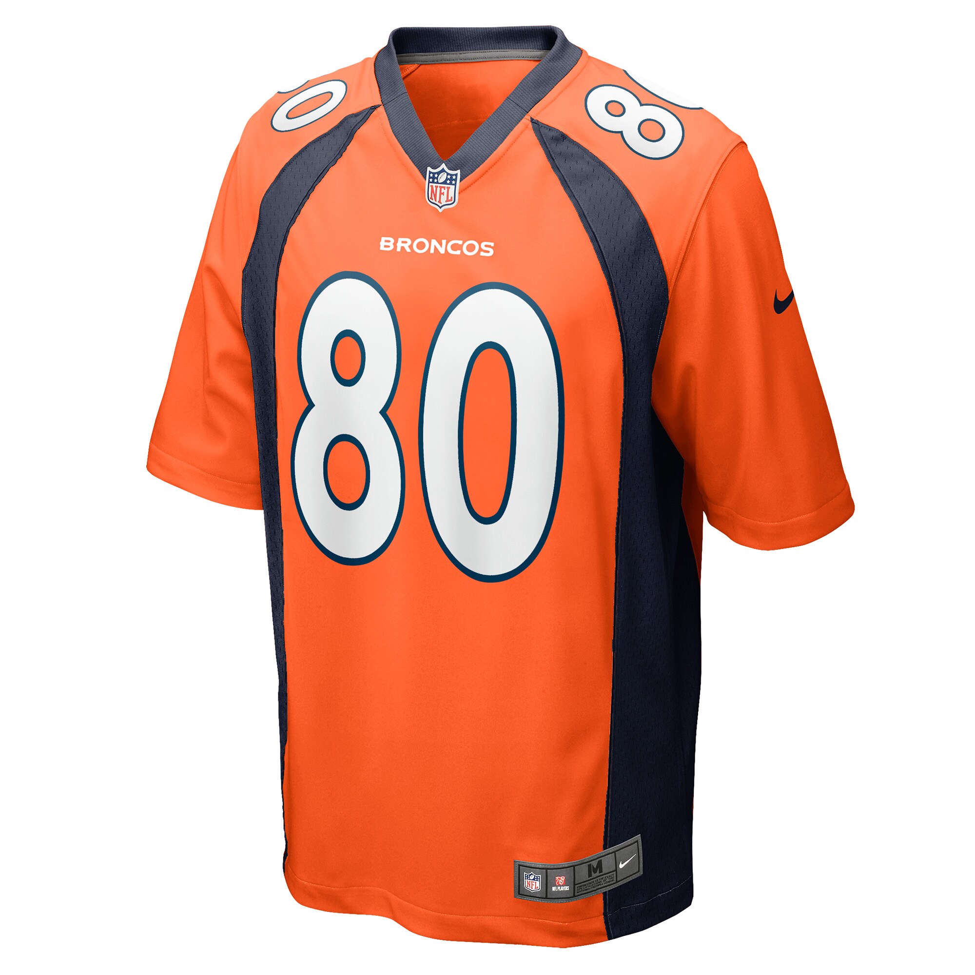 Alternative view of Men's Denver Broncos Greg Dulcich Orange Game Player Jersey JS1847 nicesnker