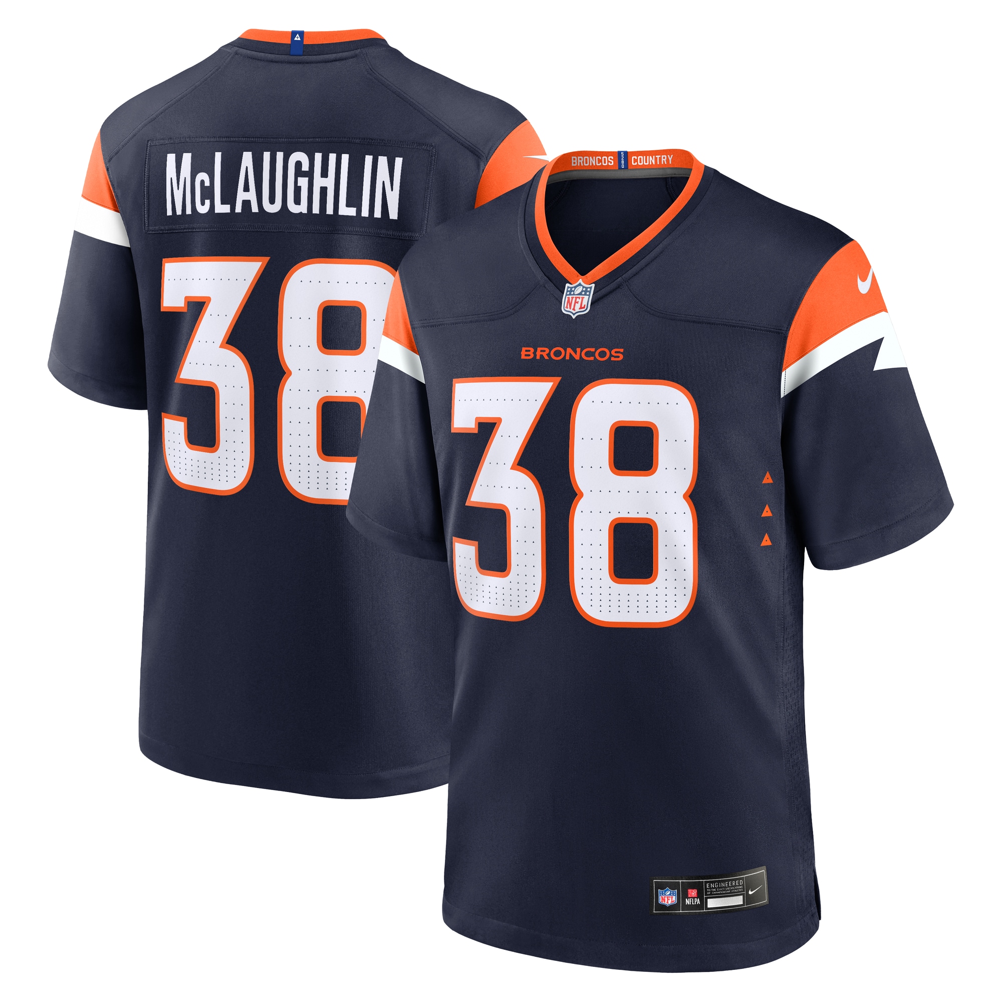 Men's Denver Broncos Jaleel McLaughlin Navy Alternate Game Jersey JS4481 nicesnker