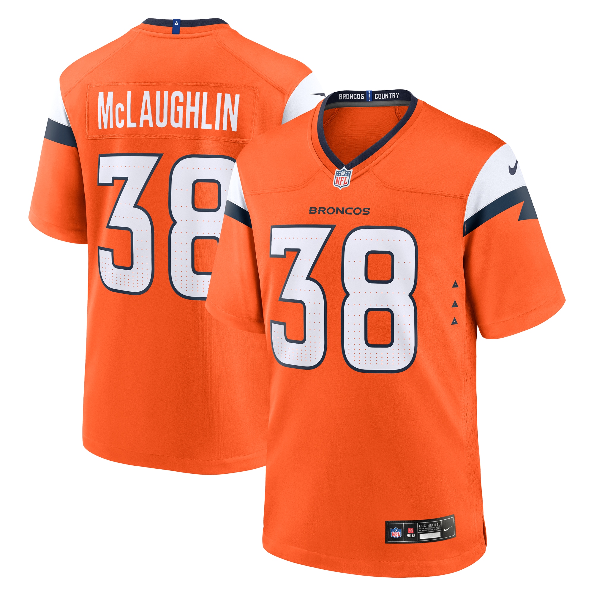 Men's Denver Broncos Jaleel McLaughlin Orange Team Game Jersey JS4102 nicesnker