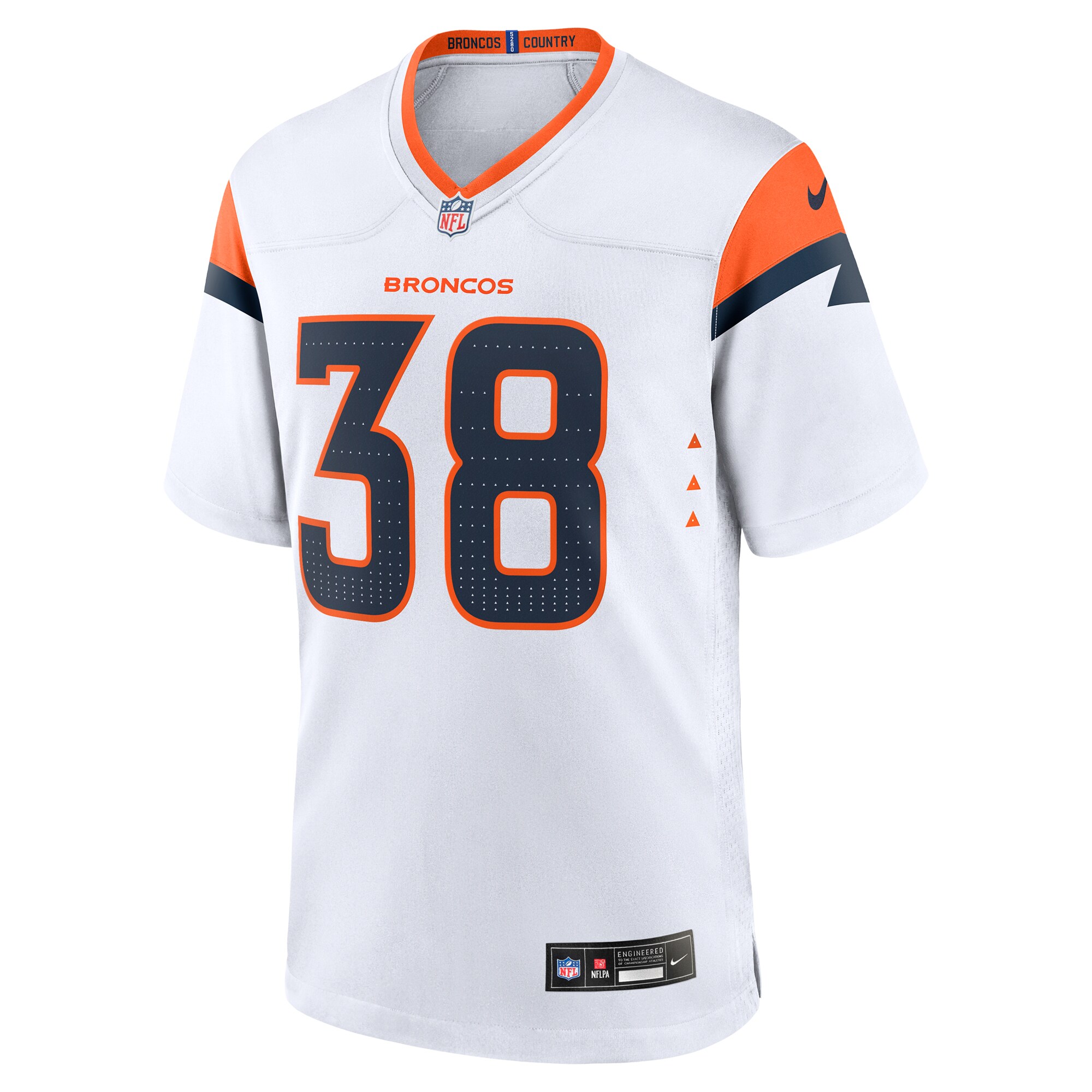 Alternative view of Men's Denver Broncos Jaleel McLaughlin White Game Jersey JS2365 nicesnker