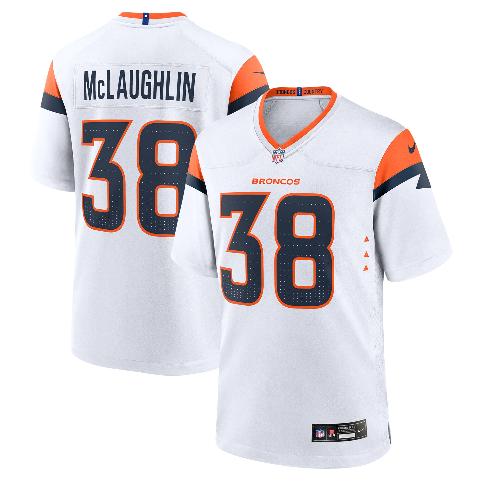 Men's Denver Broncos Jaleel McLaughlin White Game Jersey JS2365 nicesnker