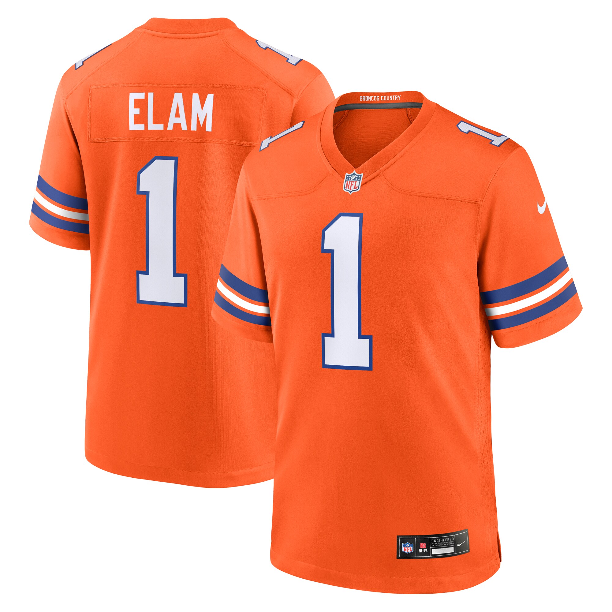 Men's Denver Broncos Jason Elam Orange Mile High Collection 1977 Throwback Retired Player Game Jersey JS6069 nicesnker