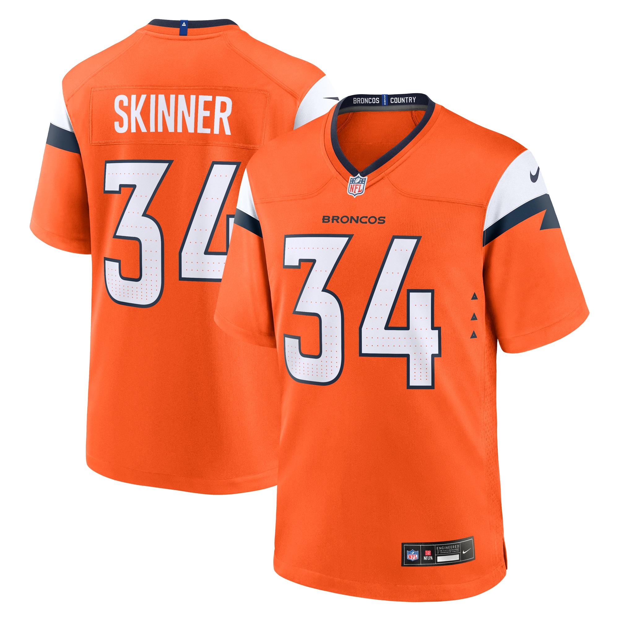Men's Denver Broncos JL Skinner Orange Team Game Jersey JS4903 nicesnker