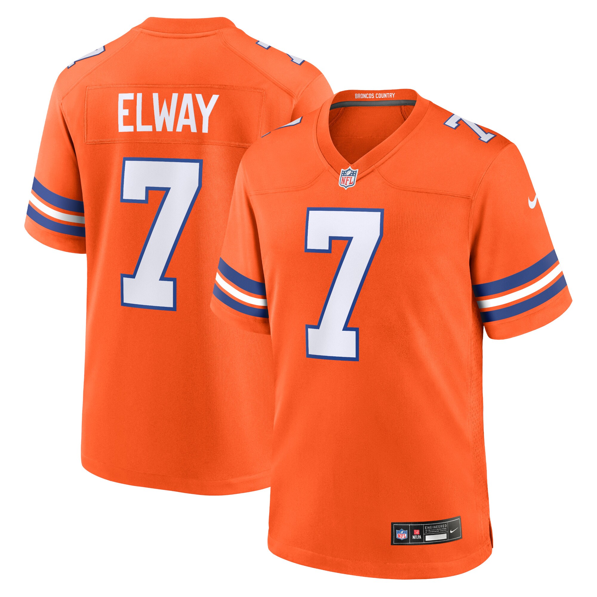Men's Denver Broncos John Elway Orange Mile High Collection 1977 Throwback Retired Player Game Jersey JS4638 nicesnker