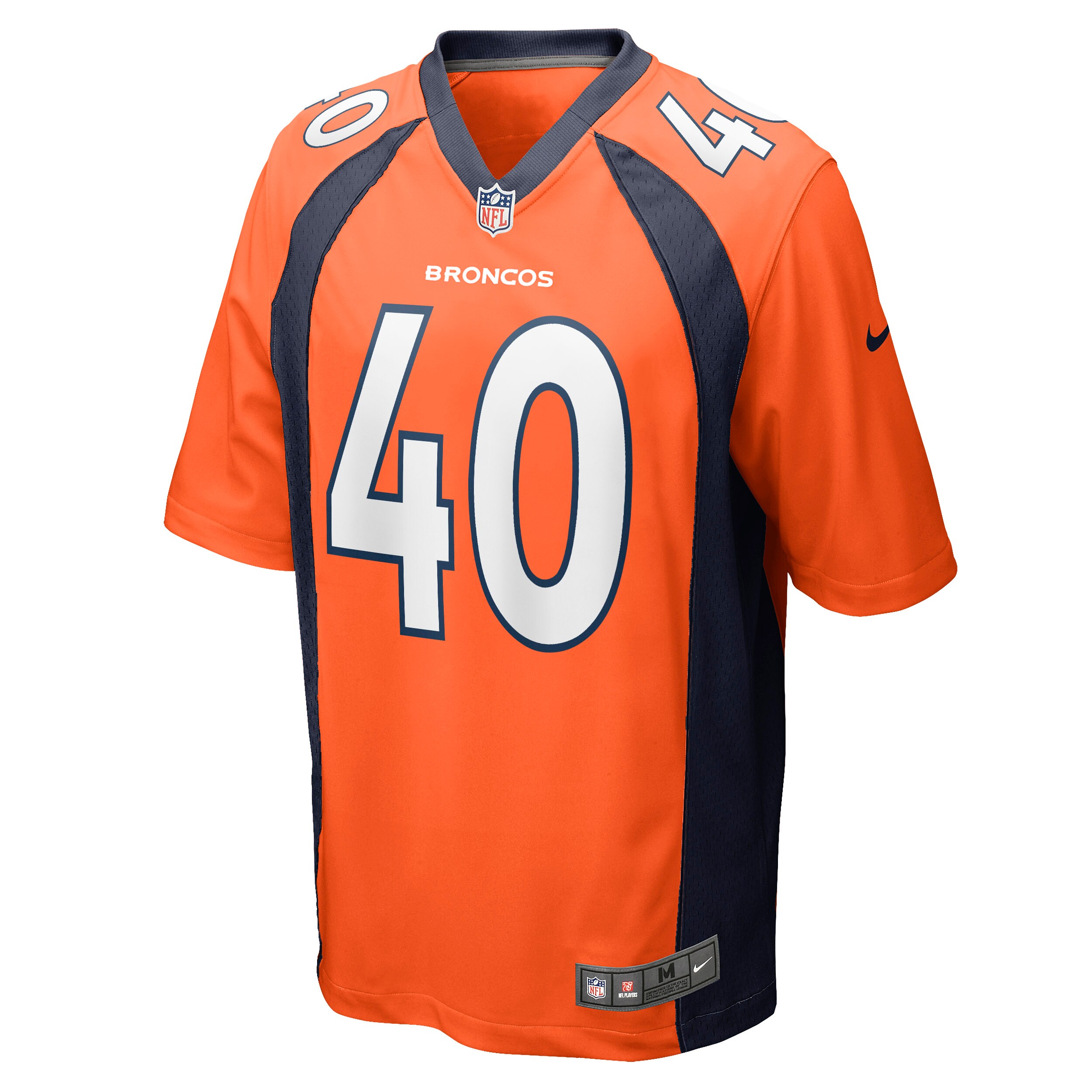 Alternative view of Men's Denver Broncos Justin Strnad Orange Game Jersey JS9027 nicesnker