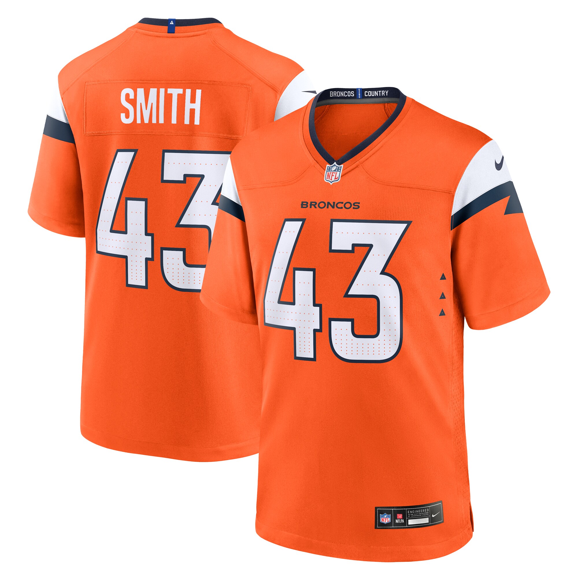 Men's Denver Broncos Keidron Smith Orange Team Game Jersey JS7047 nicesnker