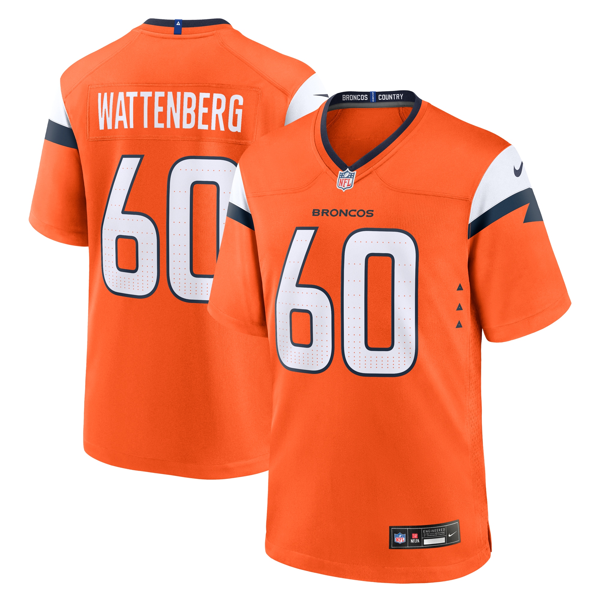 Men's Denver Broncos Luke Wattenberg Orange Team Game Jersey JS3172 nicesnker