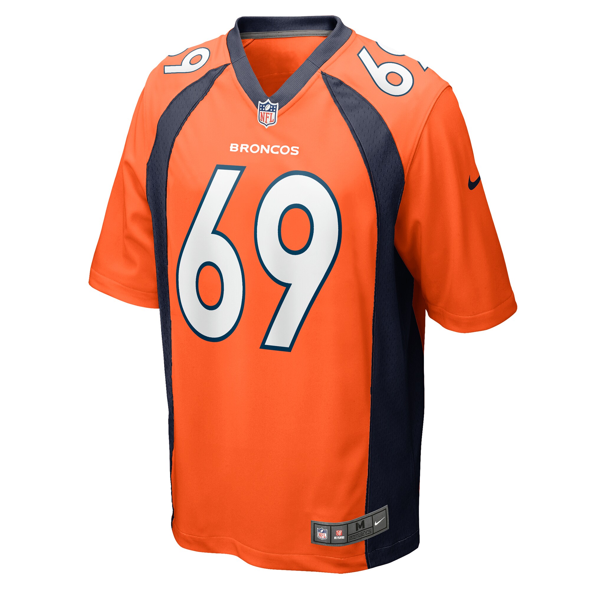 Alternative view of Men's Denver Broncos Mike McGlinchey Orange Game Player Jersey JS7883 nicesnker