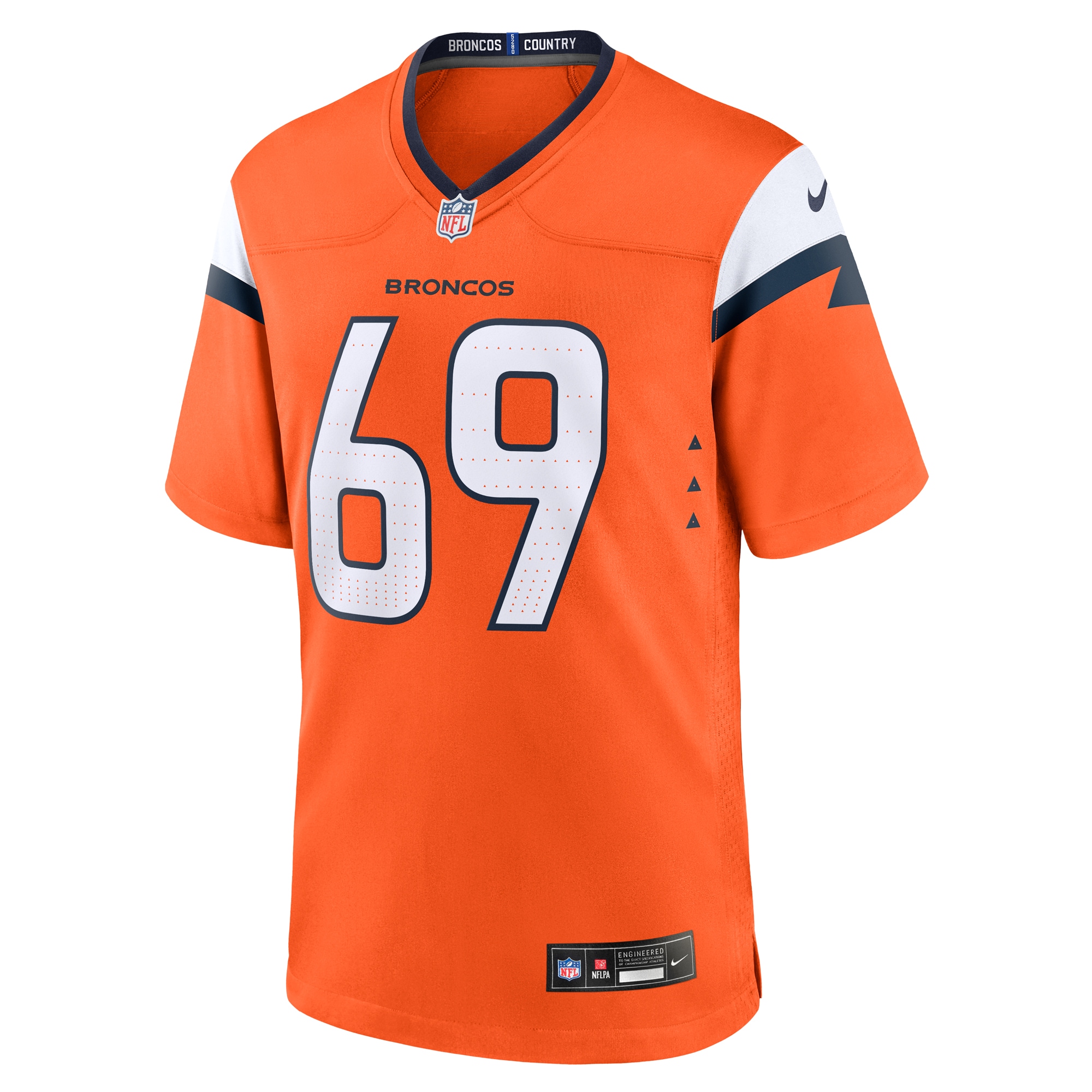 Alternative view of Men's Denver Broncos Mike McGlinchey Orange Team Game Jersey JS3698 nicesnker