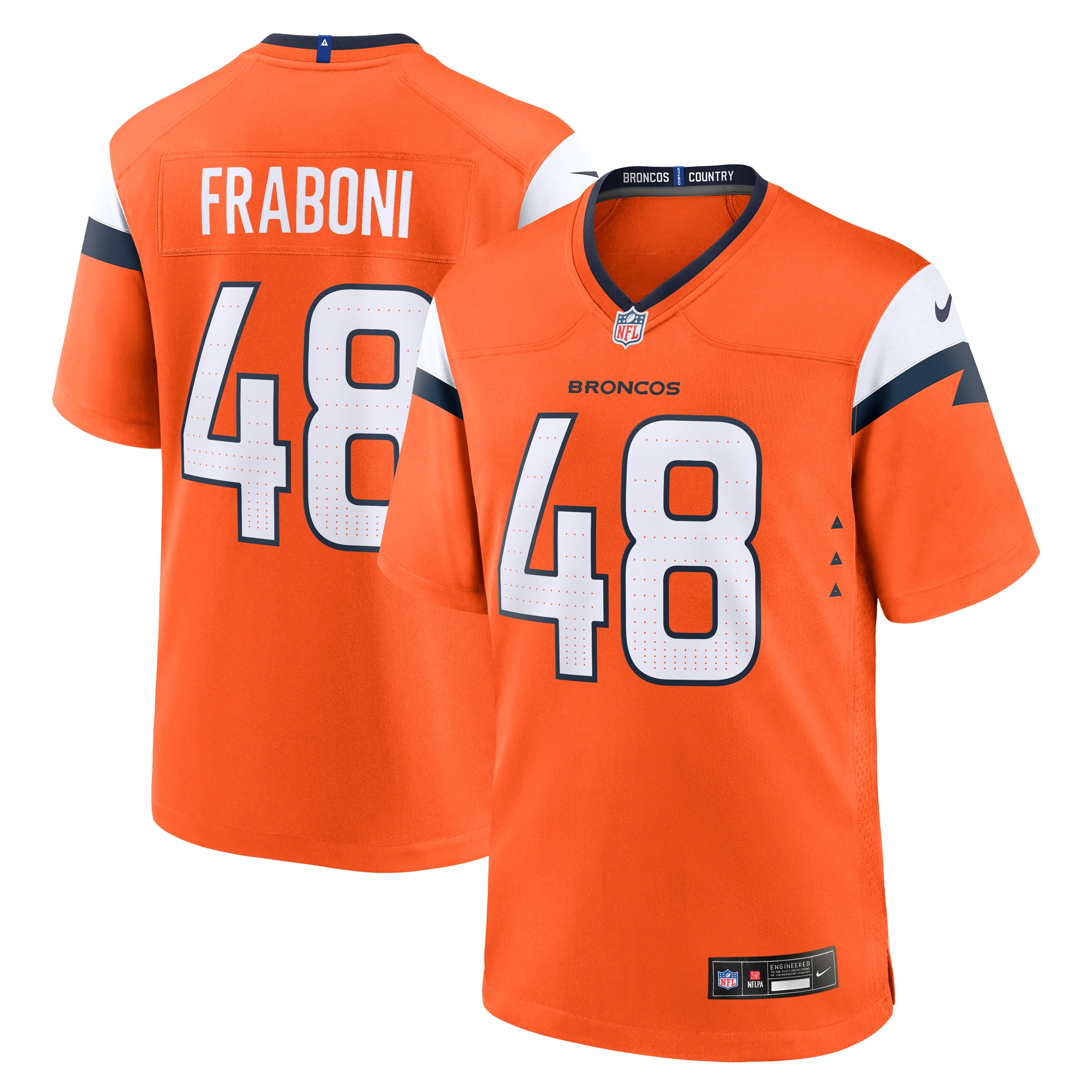 Men's Denver Broncos Mitchell Fraboni Orange Team Game Jersey JS6704 nicesnker