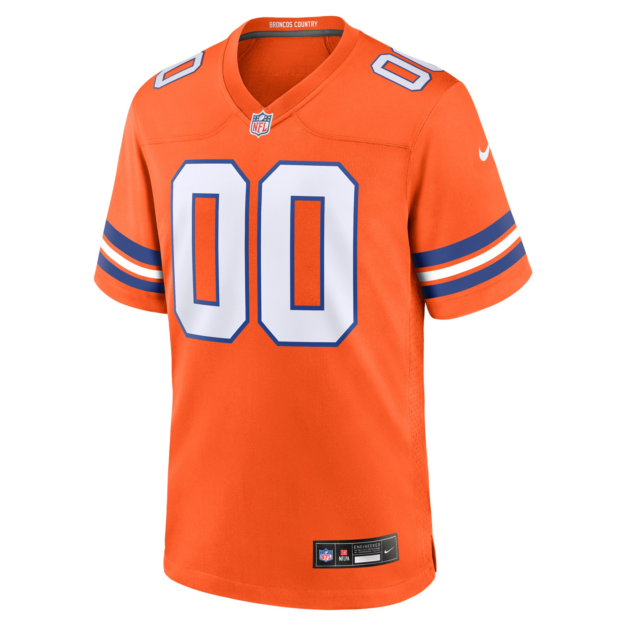 Alternative view of Men's Denver Broncos Orange Mile High Collection 1977 Throwback Custom Game Jersey JS2895 nicesnker