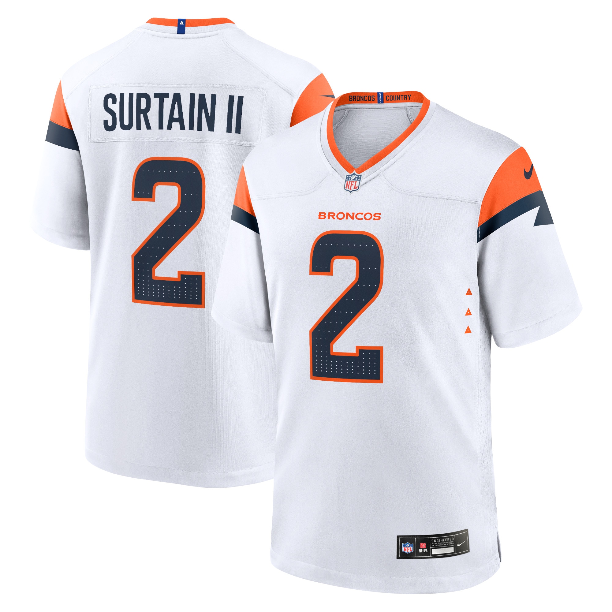 Men's Denver Broncos Patrick Surtain II White Mile High Collection Game Jersey JS9276 nicesnker