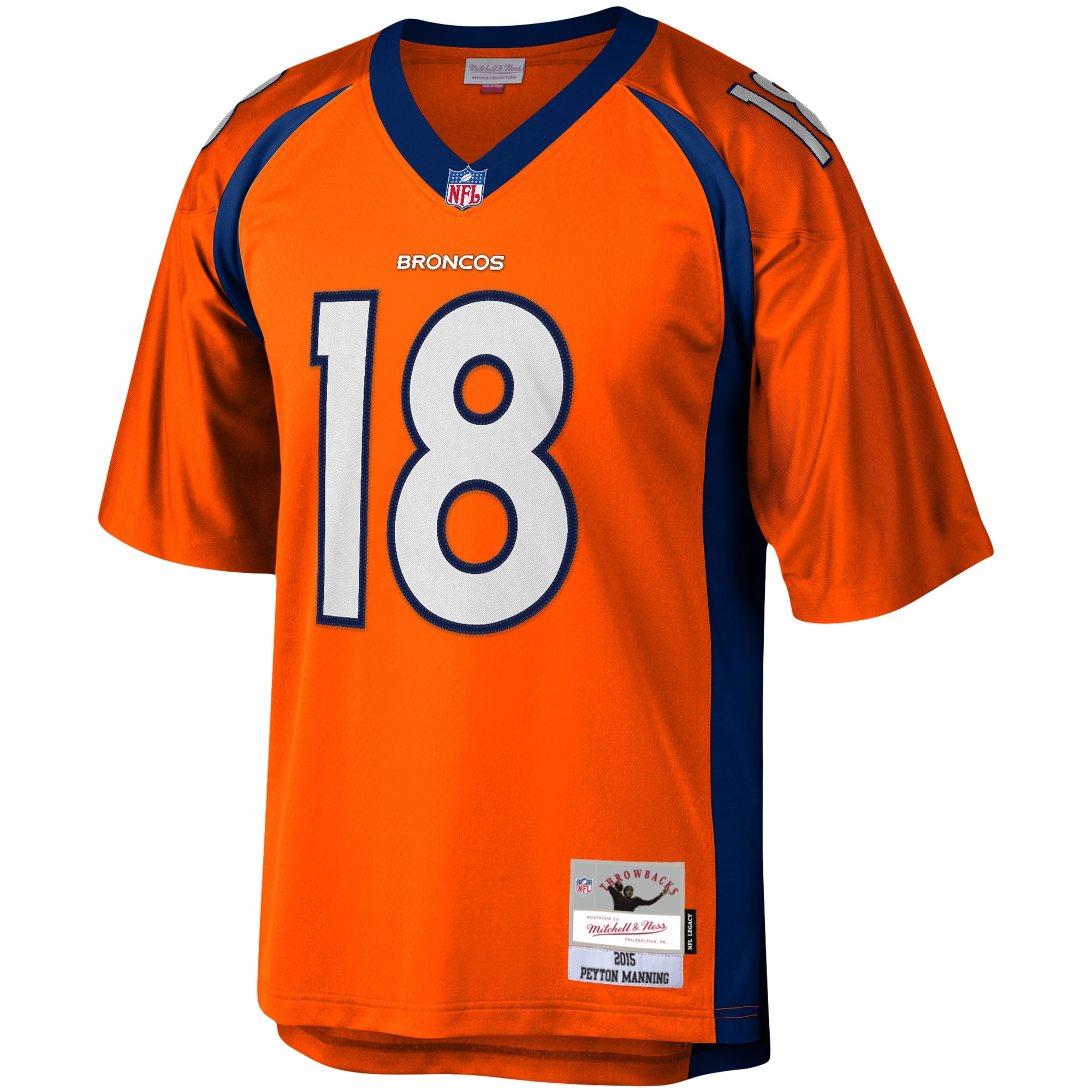 Alternative view of Men's Denver Broncos Peyton Manning Mitchell & Ness Orange Legacy Jersey JS2467 nicesnker